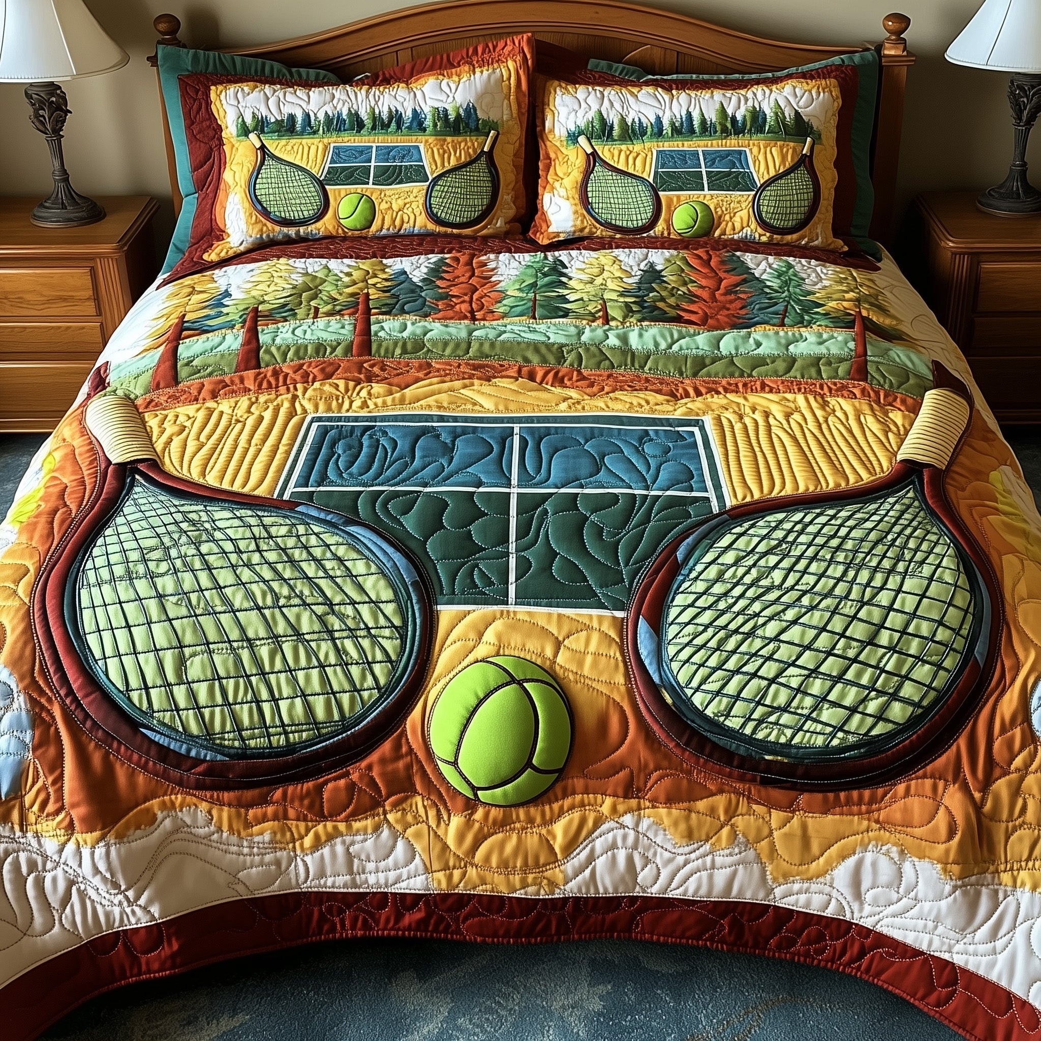 Tennis Time Quilted Bedding Set Best King Bedding Sets Tennis Gift Ideas For Her