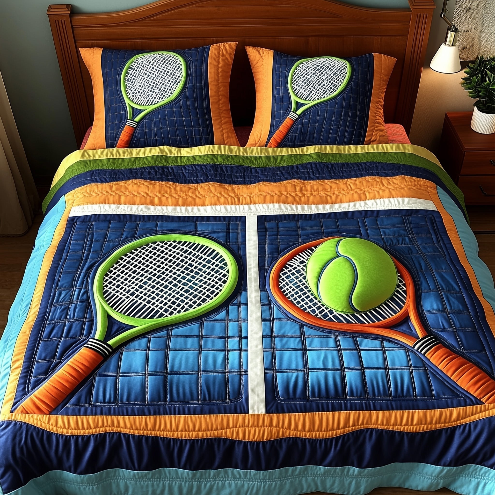 Tennis Time Quilted Bedding Set Best King Size Sheets Best Father's Day Special Gifts