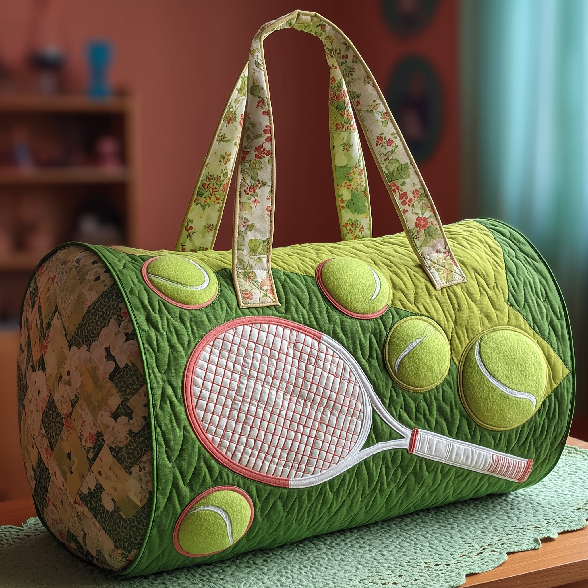 Tennis Time Quilted Duffle Bag Best Women's Travel Duffle Bag Tennis Gifts For Her