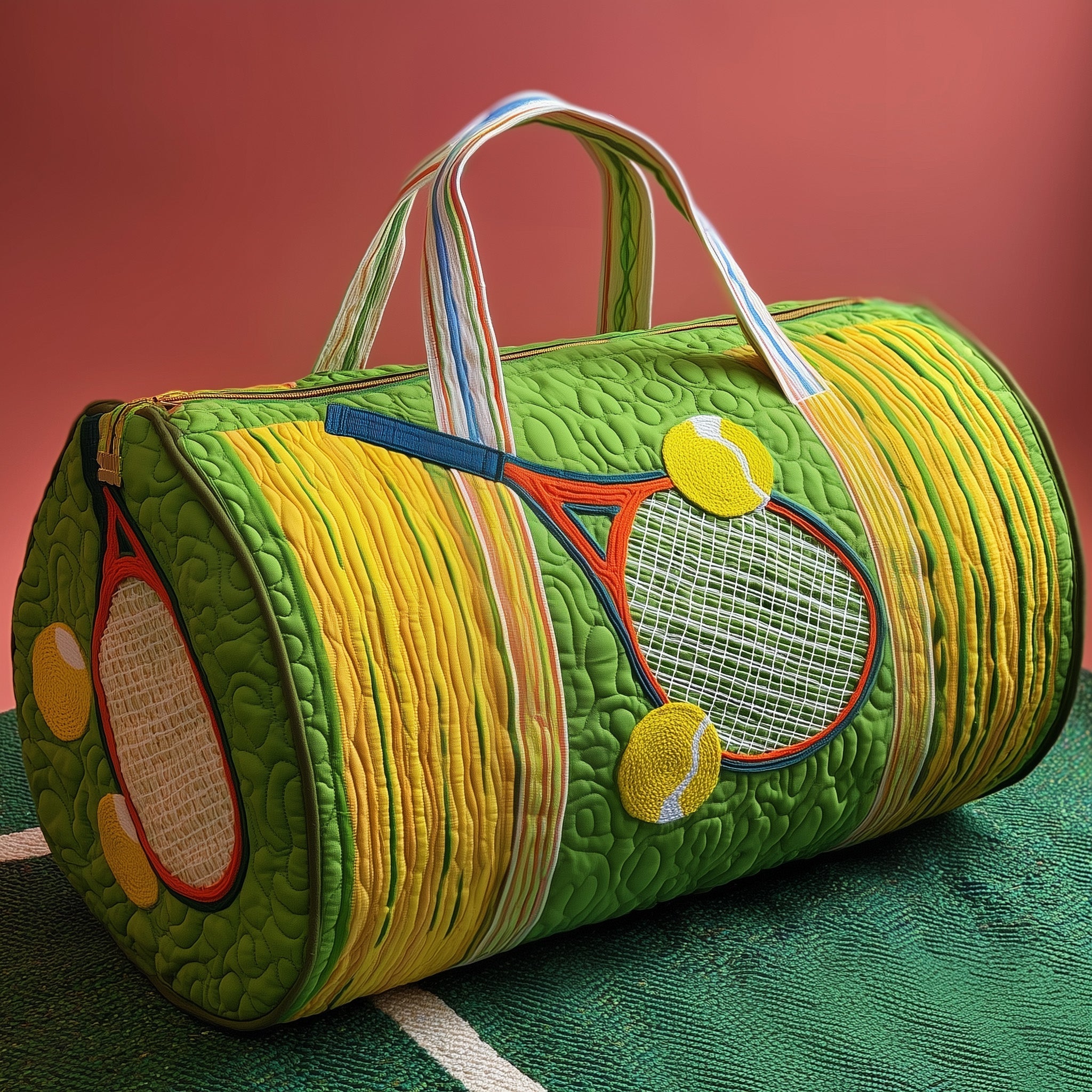 Tennis Time Quilted Duffle Bag Large Travel Duffel Bag Best Gifts For Tennis Lovers