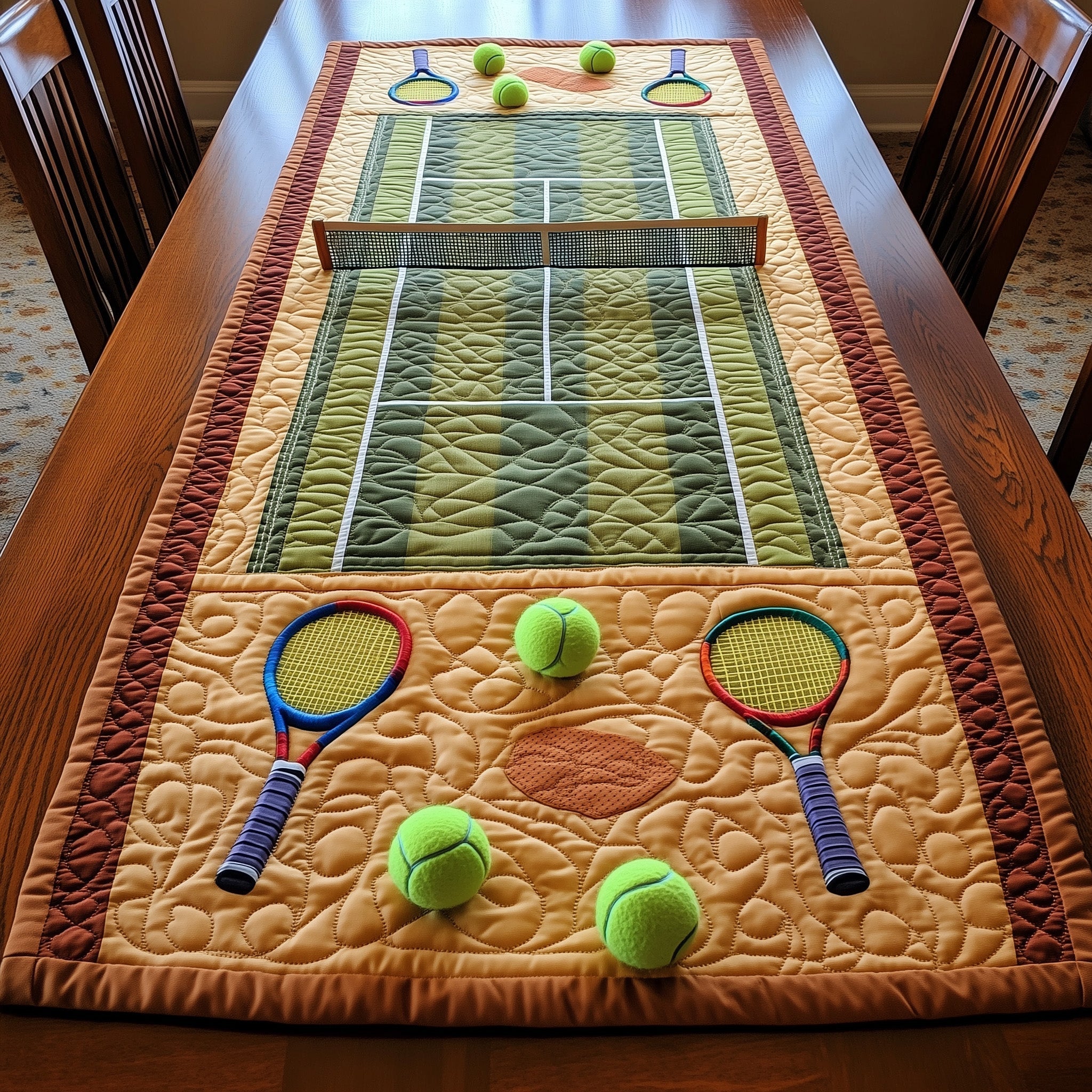 Tennis Time Quilted Table Runner Cool Table Runner Birthday Presents For Dad