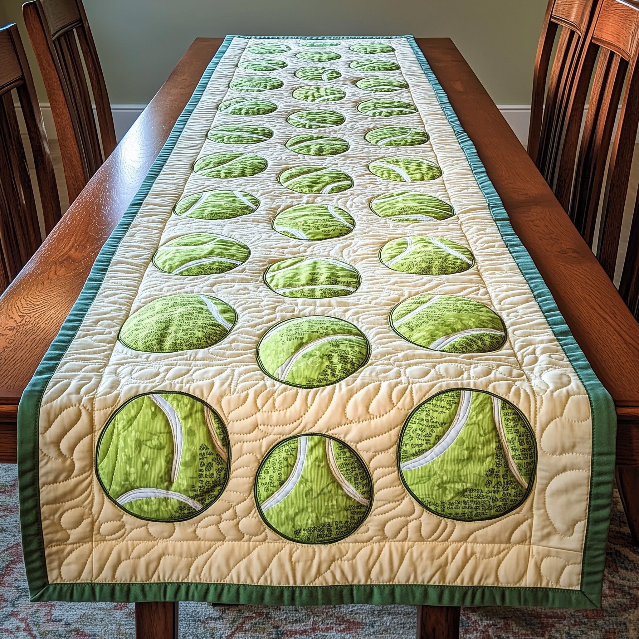 Tennis Time Quilted Table Runner Dinner Table Runner Fathers Day Presents