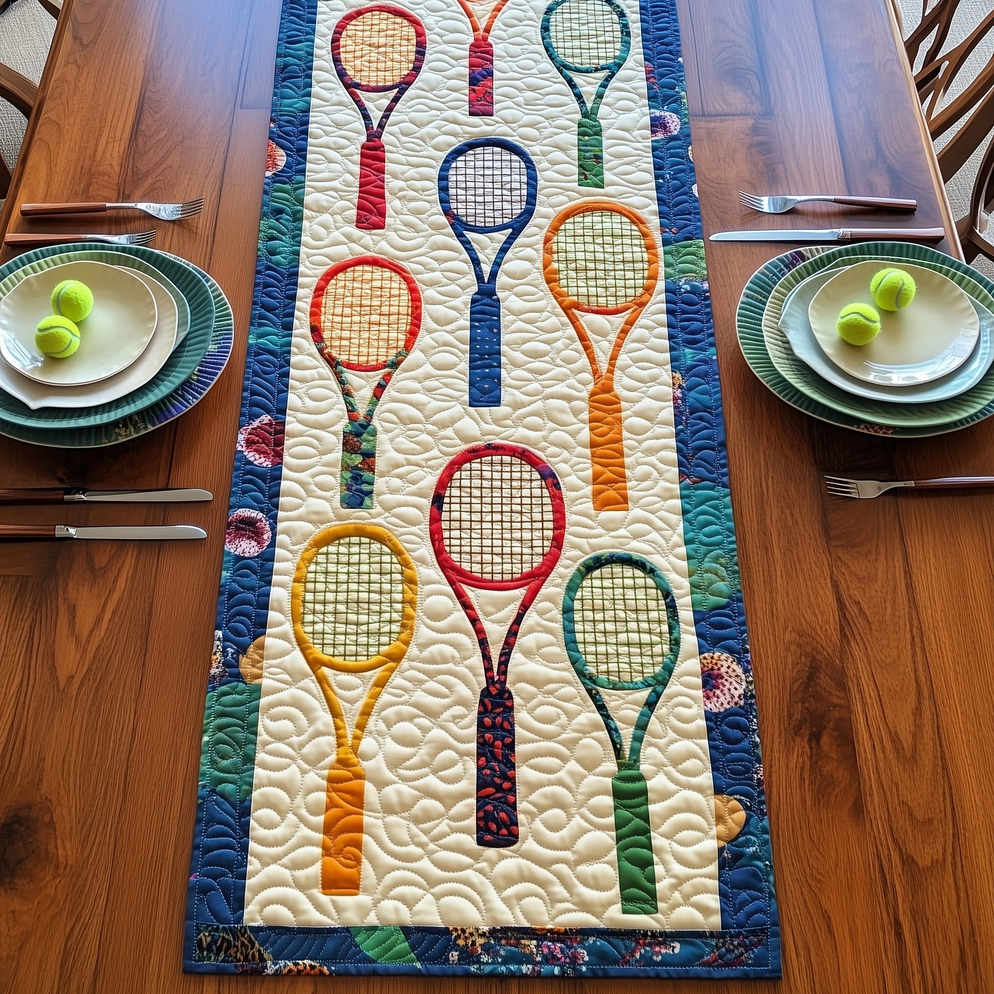 Tennis Time Quilted Table Runner Long Dining Table Runner Unique Father'sDay Gifts