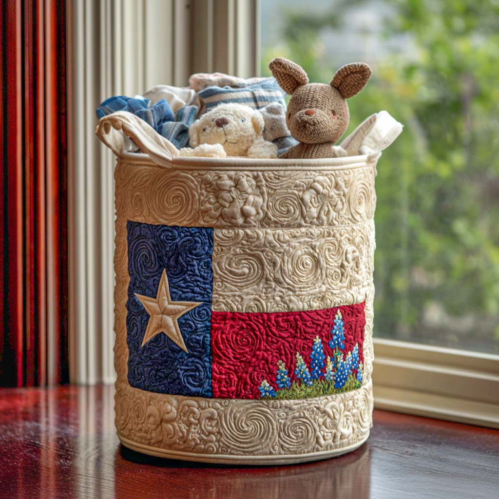Texas Blue Haze Quilted Laundry Basket Home Decor Shop Texas Gifts To Send
