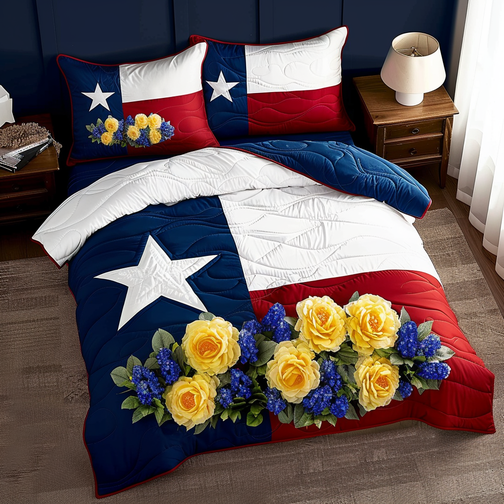 Texas Bouquet Quilted Bedding Set Bed Decor Texas Themed Gifts