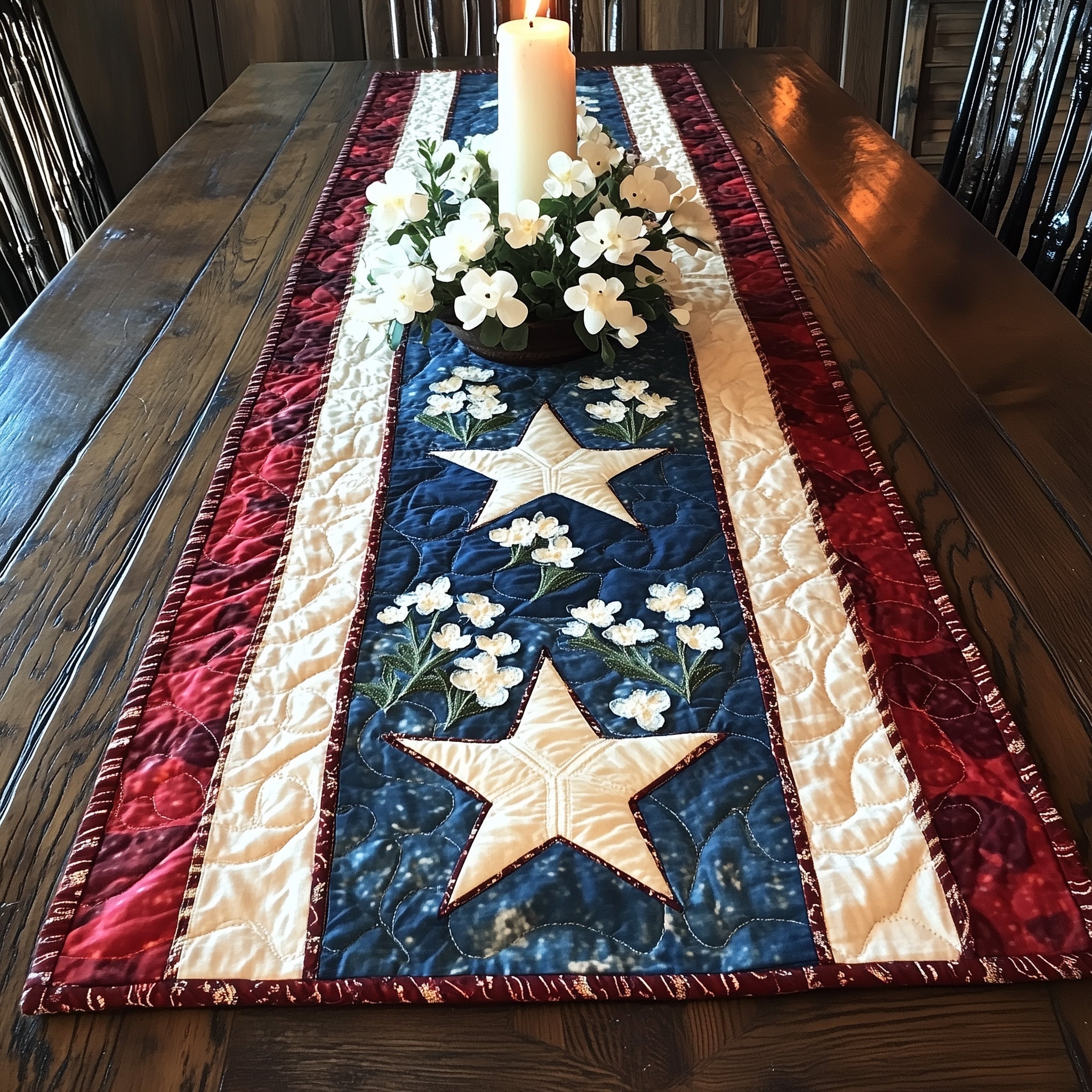 Texas Charm Quilted Table Runner Dinner Table Runner Unique Texas Gifts