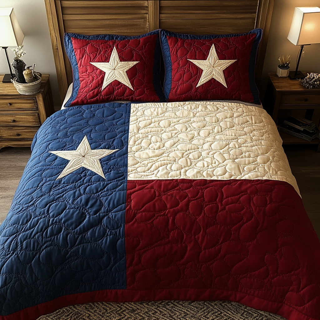 Texas Glory Quilted Bedding Set Cute Bed Sheet Set Patriotic Texan Gifts