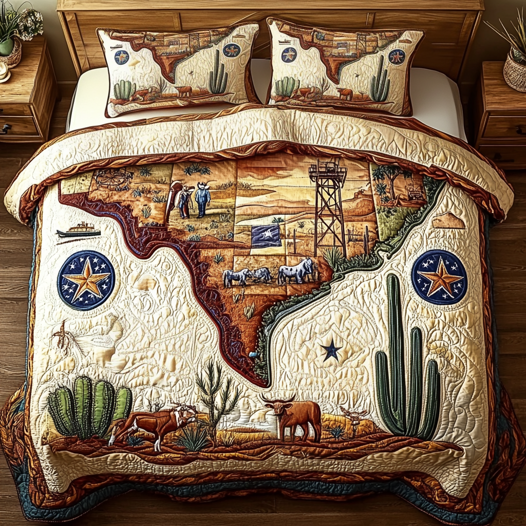 Texas Heritage Quilted Bedding Set Unique Bed Sheets Texas Gifts To Send