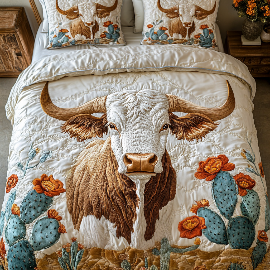 Texas Longhorn Quilted Bedding Set Bedspread Set Texas Gifts To Send