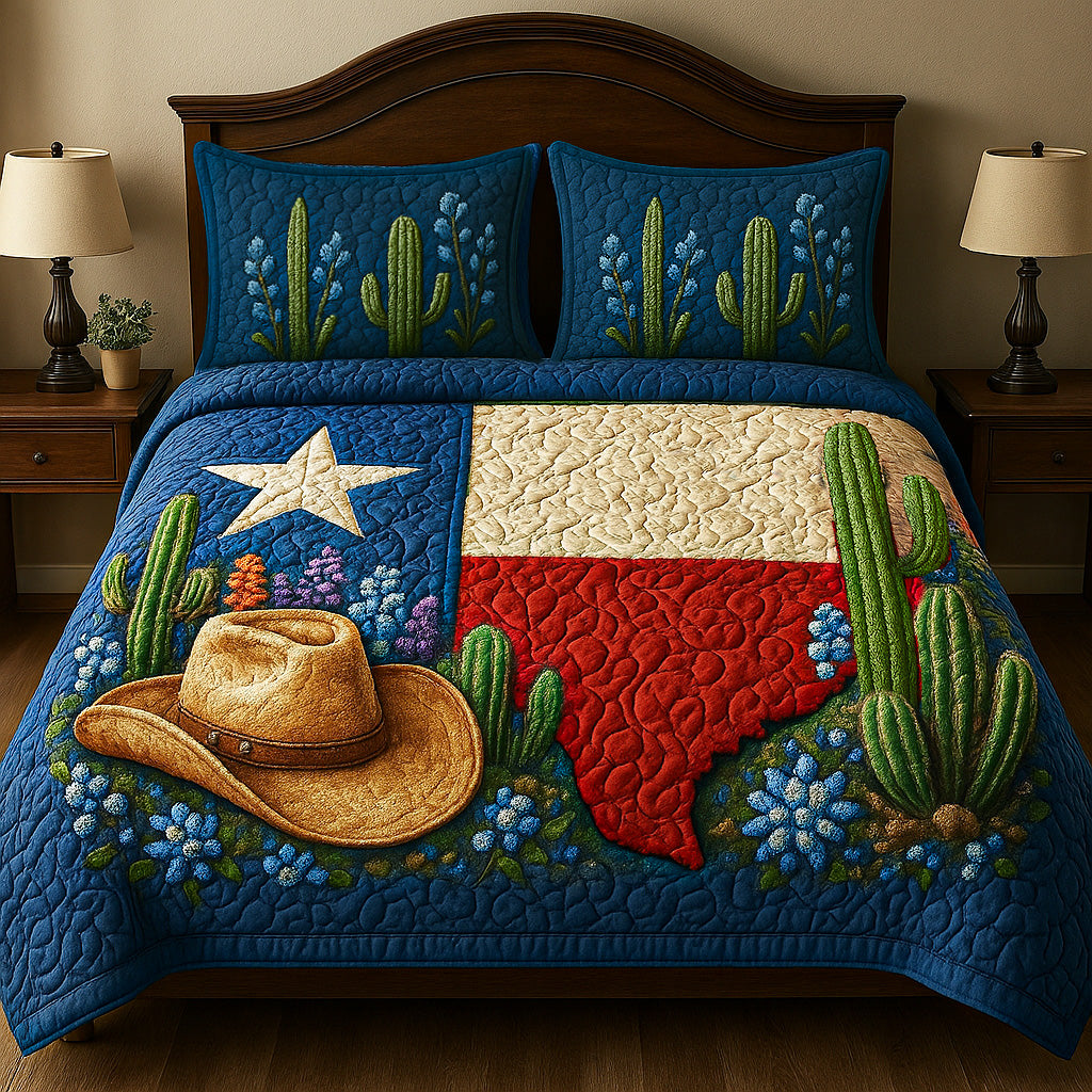 Texas Spirit Quilted Bedding Set Bedspread Set Unique Texas Gifts
