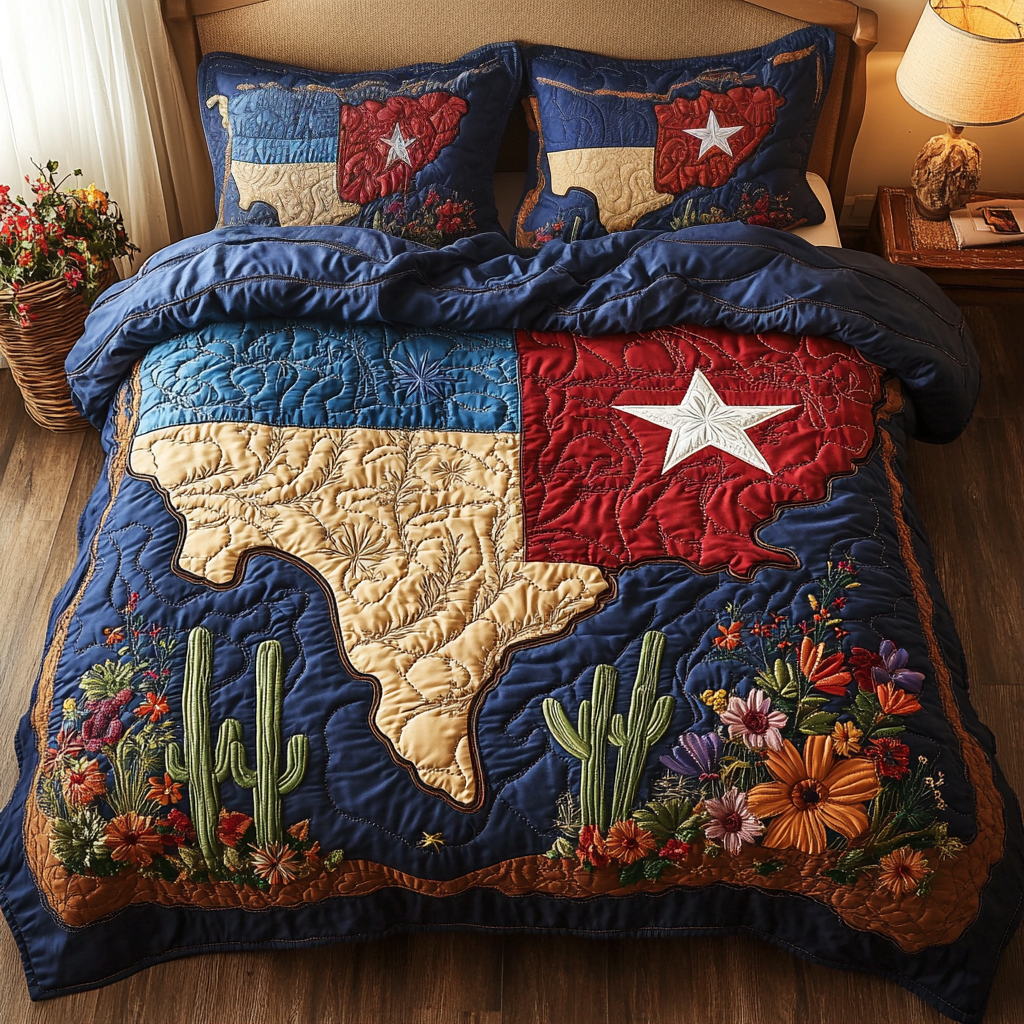 Texas Style Quilted Bedding Set Cute Room Decor Texas Gifts For Men