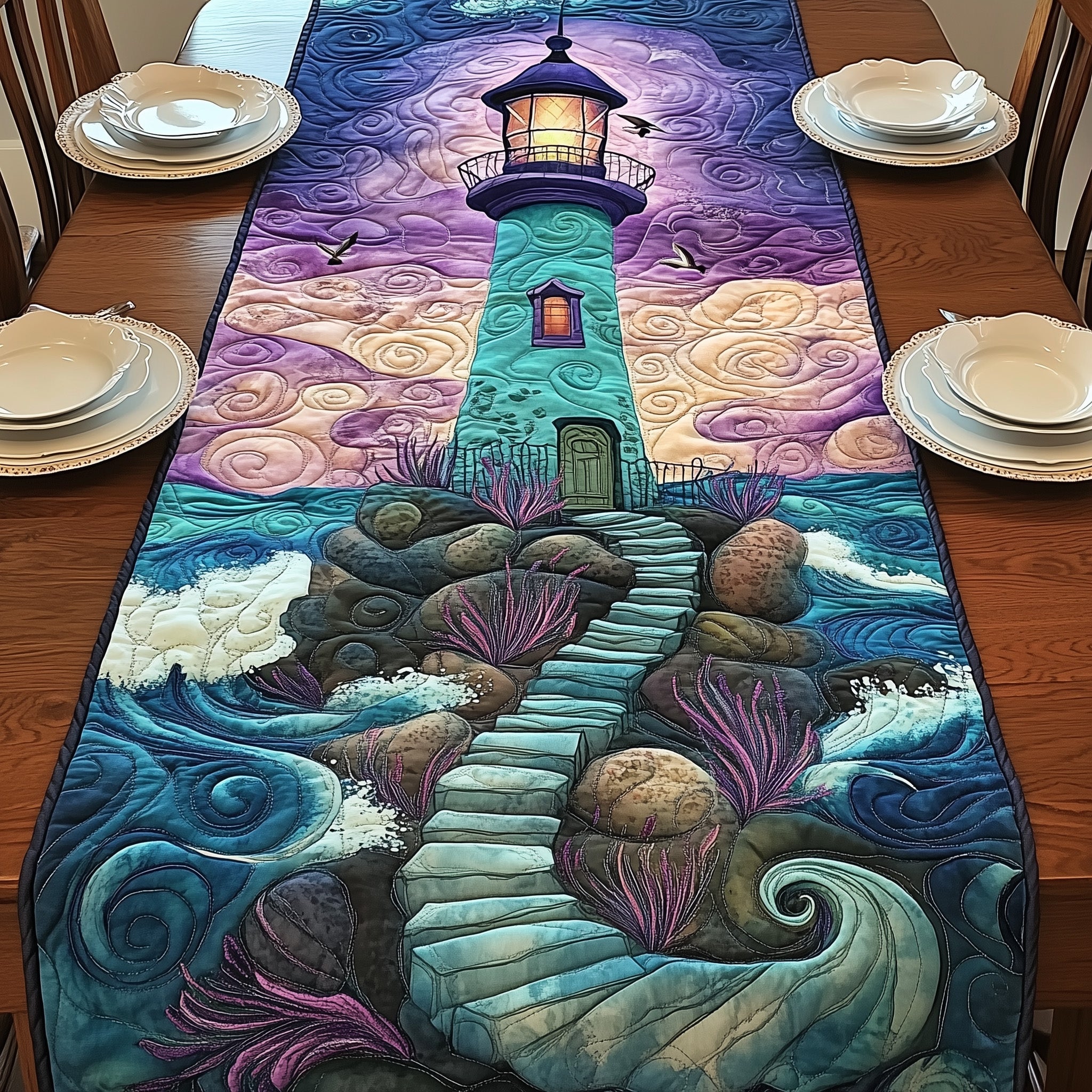 The Aurora Tower Quilted Table Runner Runner Table Mat Best Lighthouse Gift Items