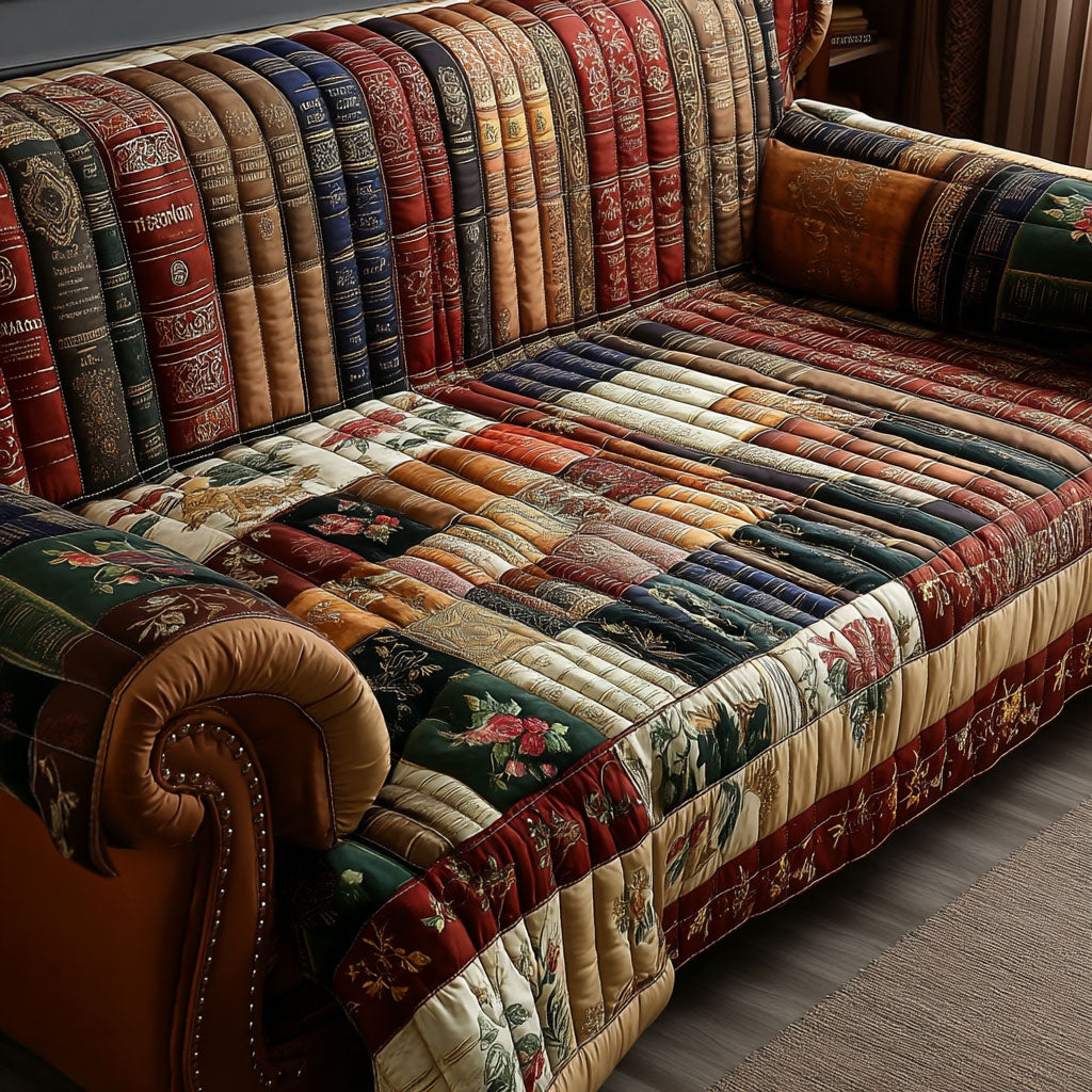 The Bookworms Retreat Quilted Sofa Cover Couch Slipcovers Gifts For People Who Like Books