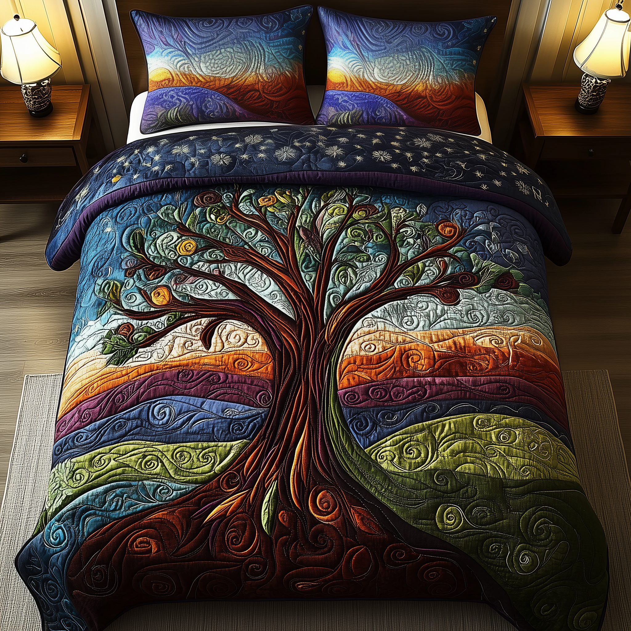 The Celestial Tree Quilted Bedding Set Unique Sheet Sets Cool Gifts For Dad