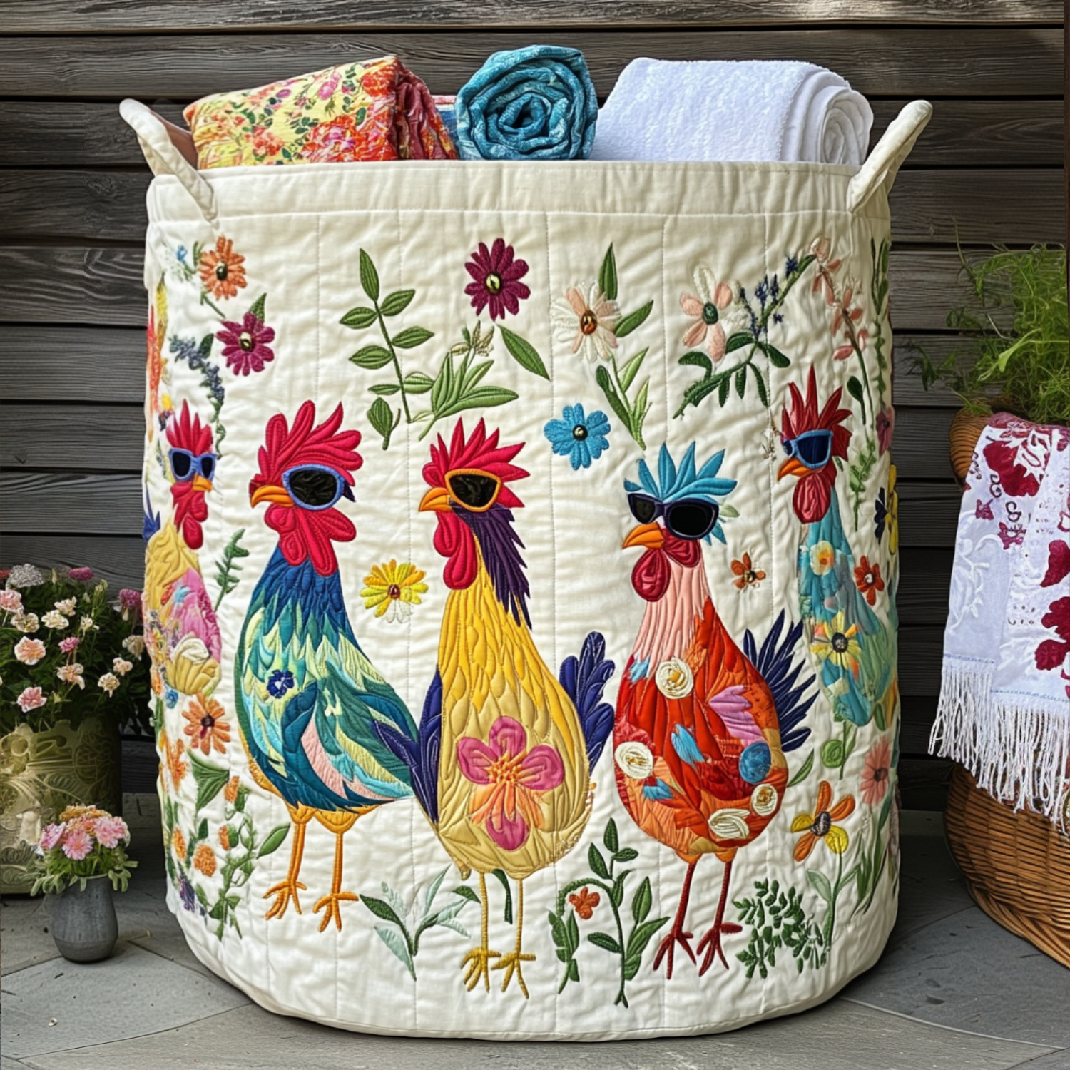The Cool Comb Quilted Laundry Basket Home Decor Items Gifts For Chicken Farmers