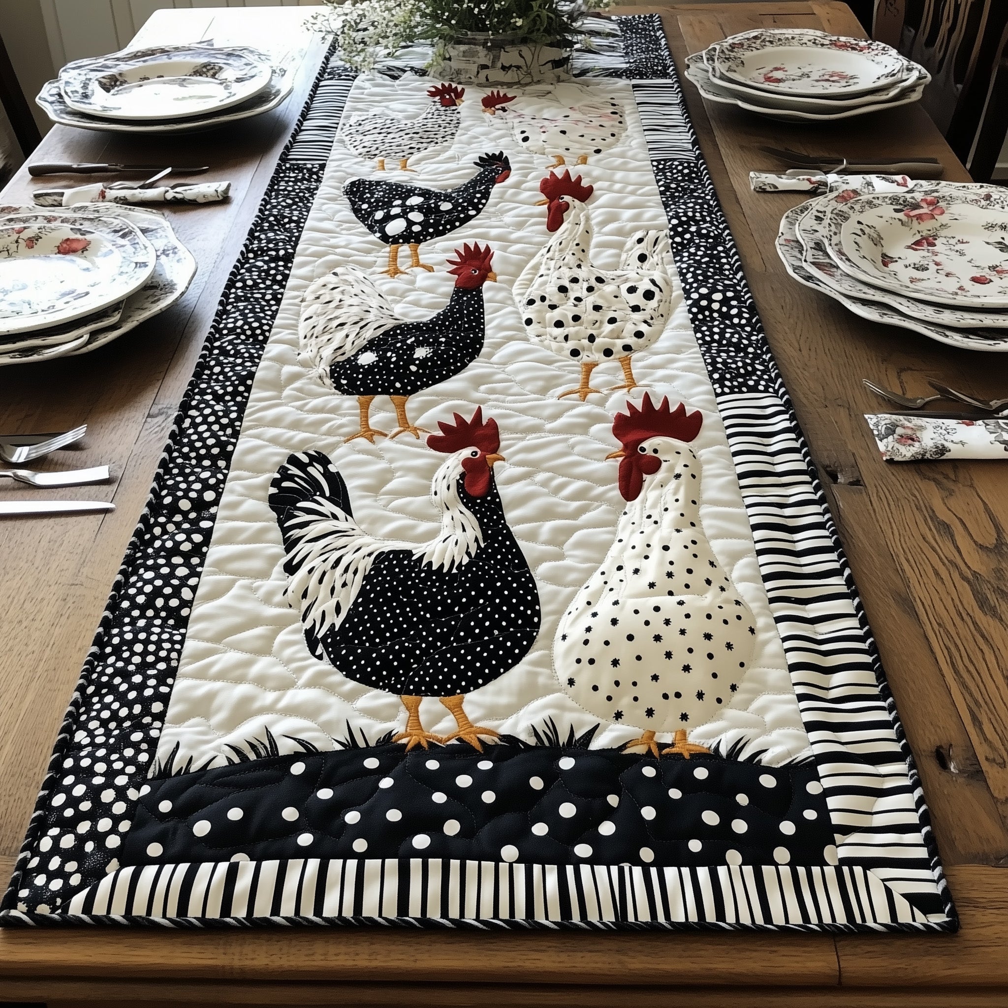 The Coop Troop Quilted Table Runner Kitchen Table Decor Ideas Gifts For Chicken Famers