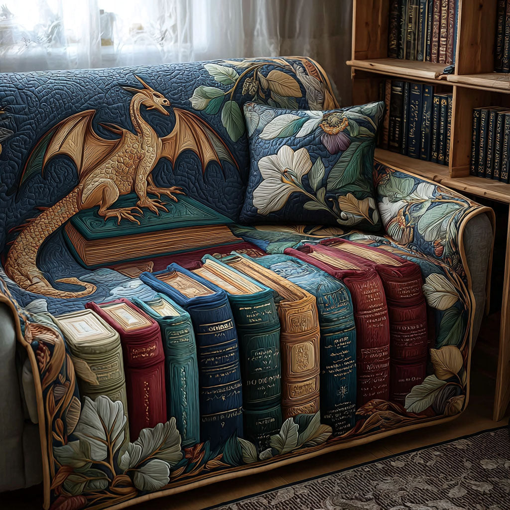 The Enchanted Tome Quilted Sofa Cover Slipcover Sofa Unusual Book Gifts Items