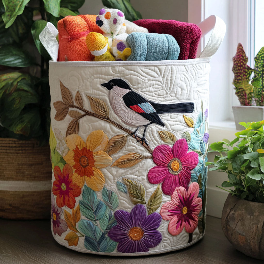 The Flowered Aviary Quilted Laundry Basket Best Clothes Basket Best Last Minute Mother's Day Gifts