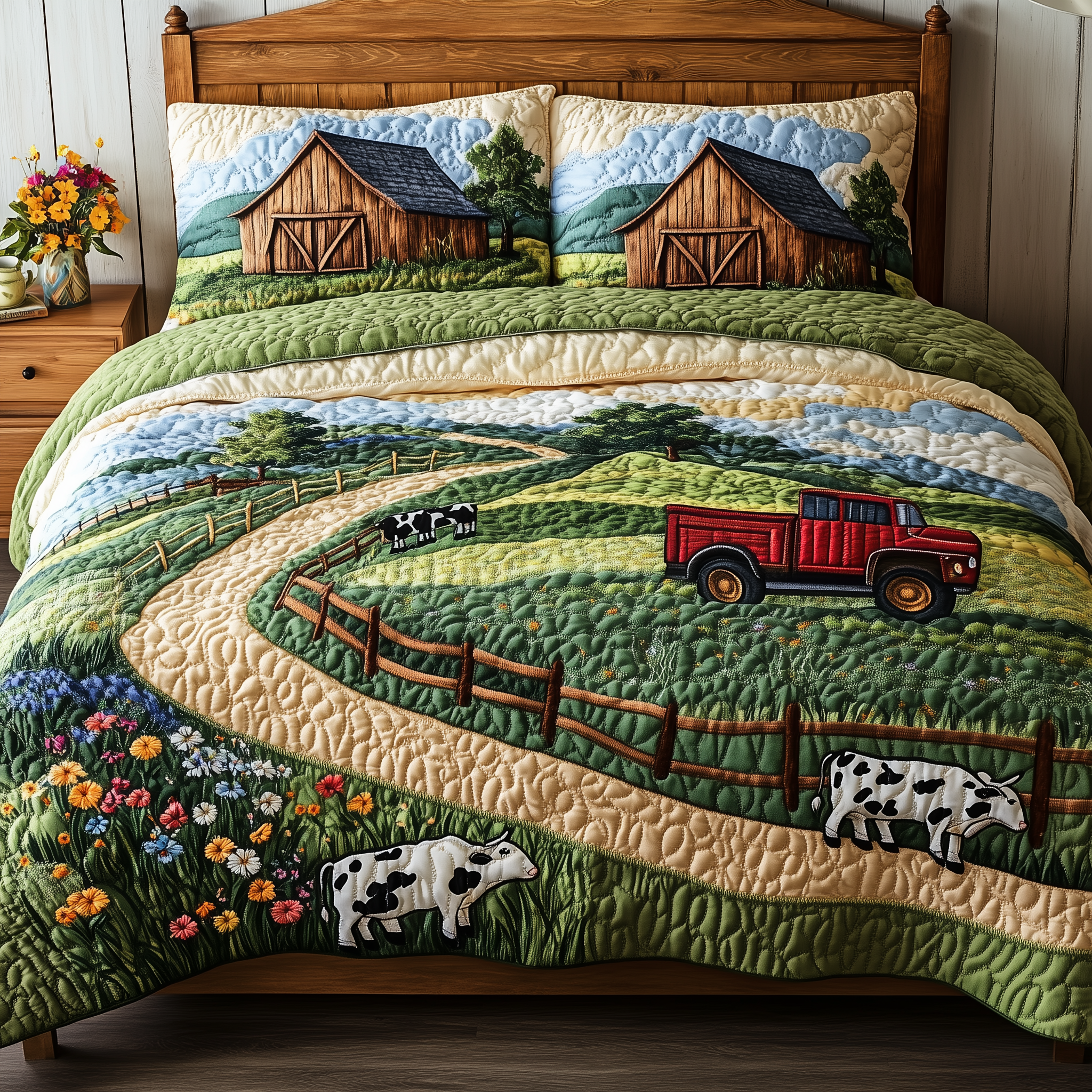 The Heart of the Farm Quilted Bedding Set Best King Sheets Gift For Boyfriends Mom