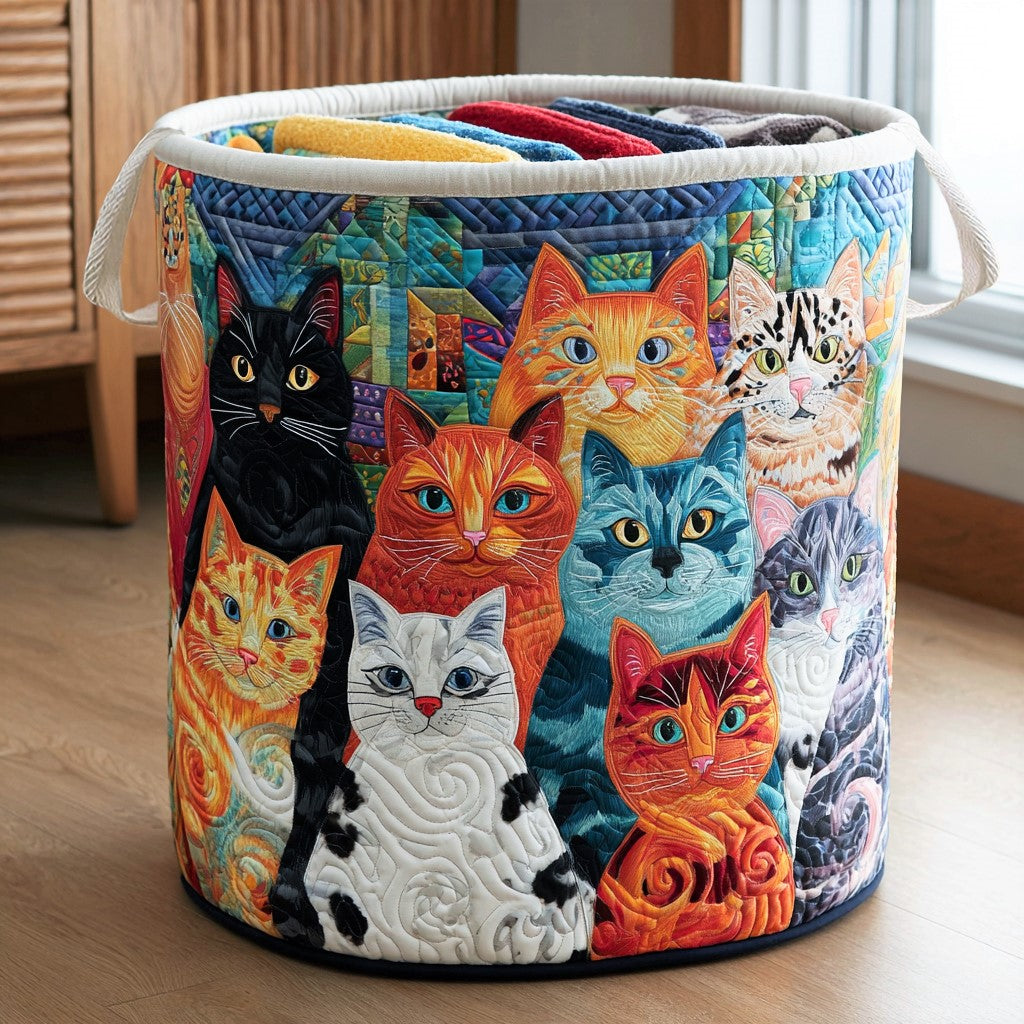 The Meow Squad Quilted Laundry Basket Best Looking Laundry Hampers Christmas Presents For Grandmother