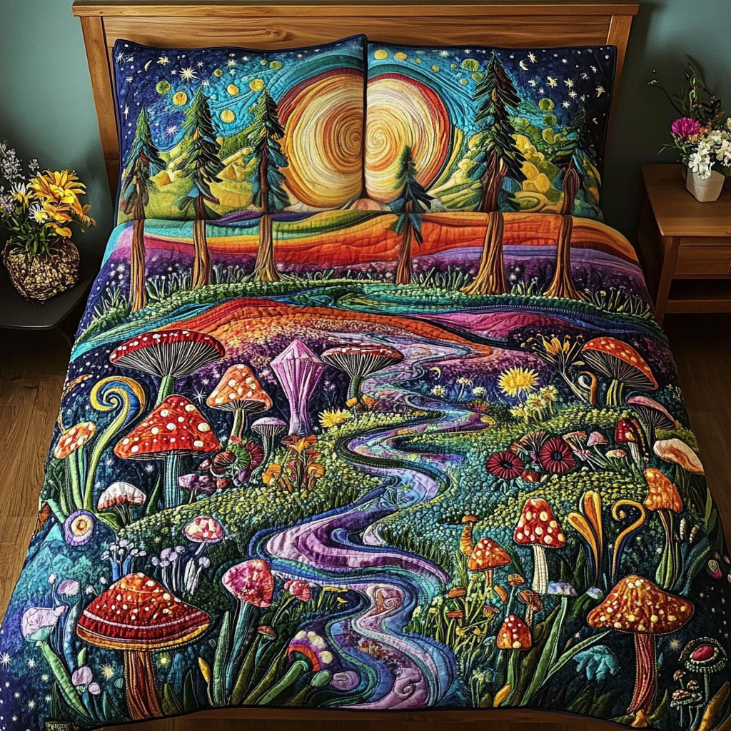 The Mushroom Dream Quilted Bedding Set Best Comforter Sets Hippy Gifts For Him