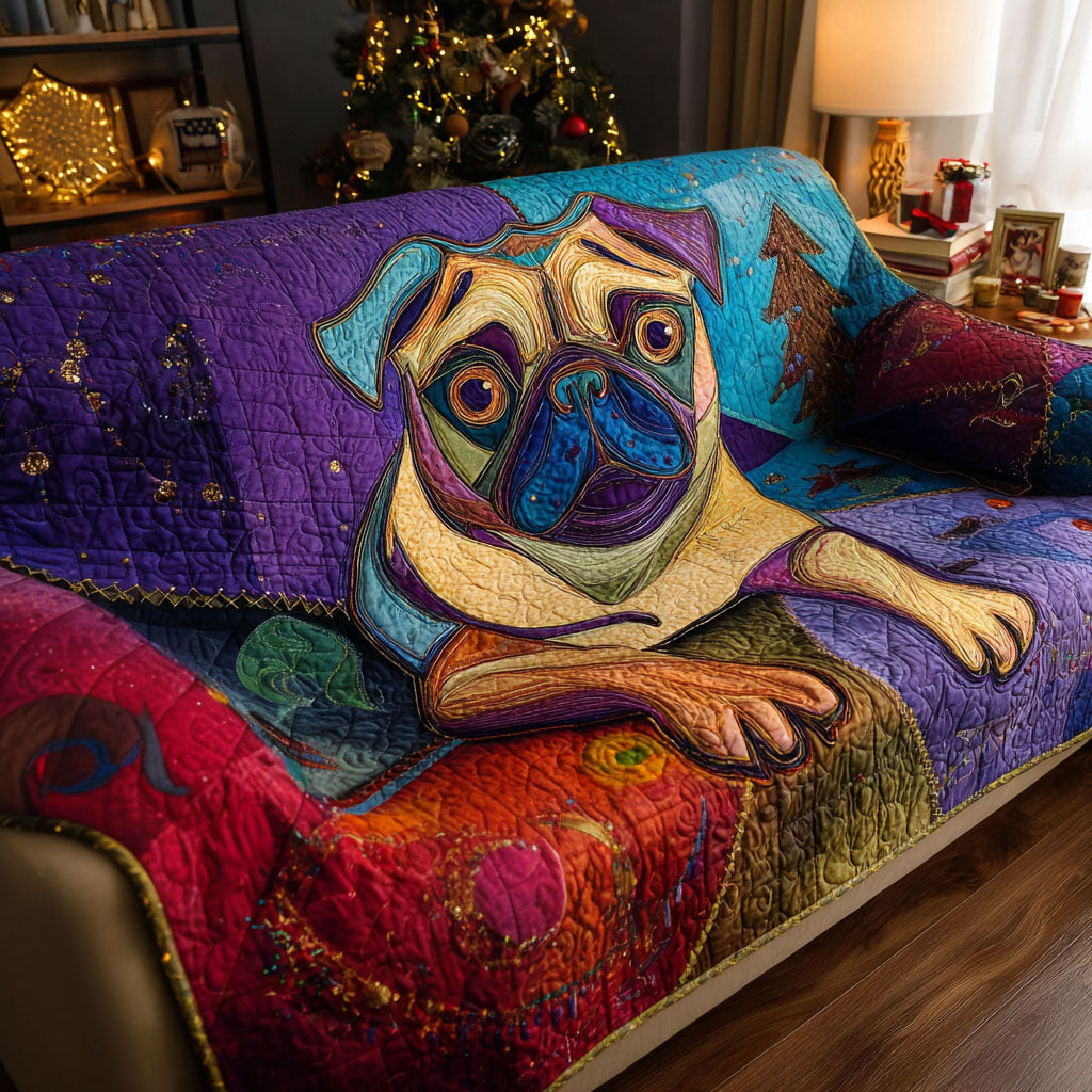 The Pug Lounge Quilted Sofa Cover Sofa Slip Covers Dog Lover Gifts Merchandise