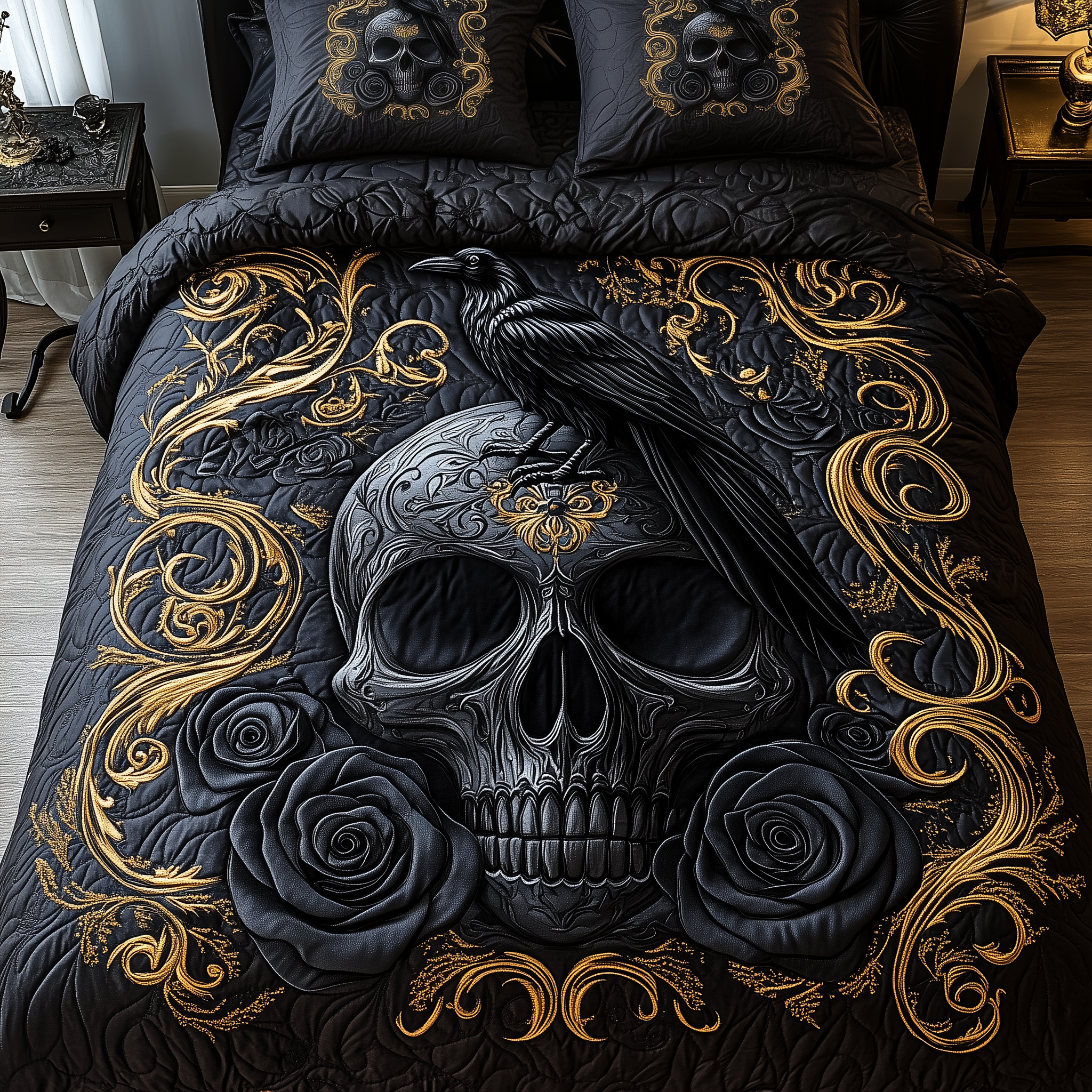 The Raven Dark Requiem Quilted Bedding Set Bedsheet Comforter Set Mother In Law Mothers Day Gifts