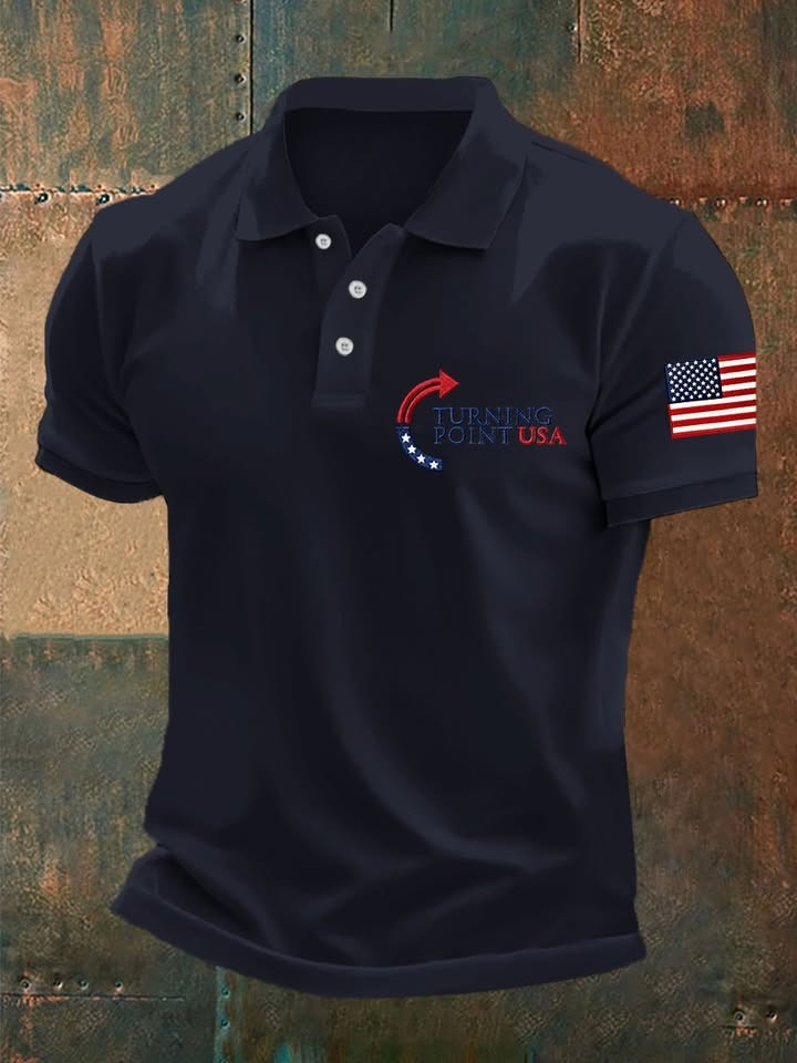 The Turning Point USA Men's Polo Shirt RIP Charlie Kirk TPUSA Merch Clothing For Sale