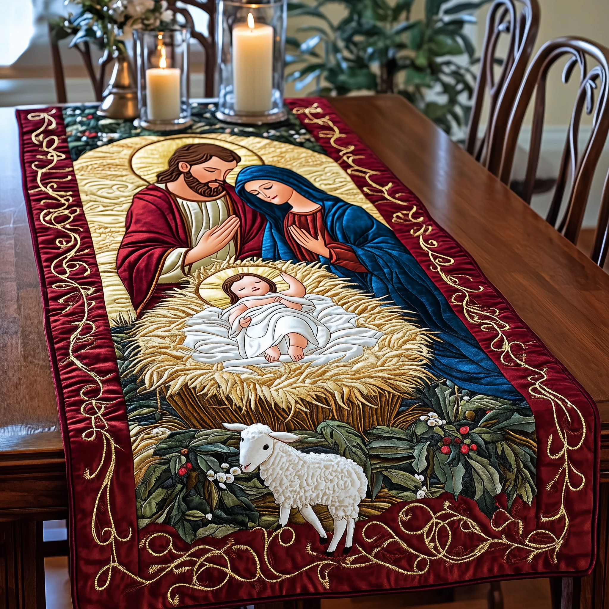The Whole Reason For The Season Quilted Table Runner Christmas Themed Table Runner Good Family Gifts For Christmas