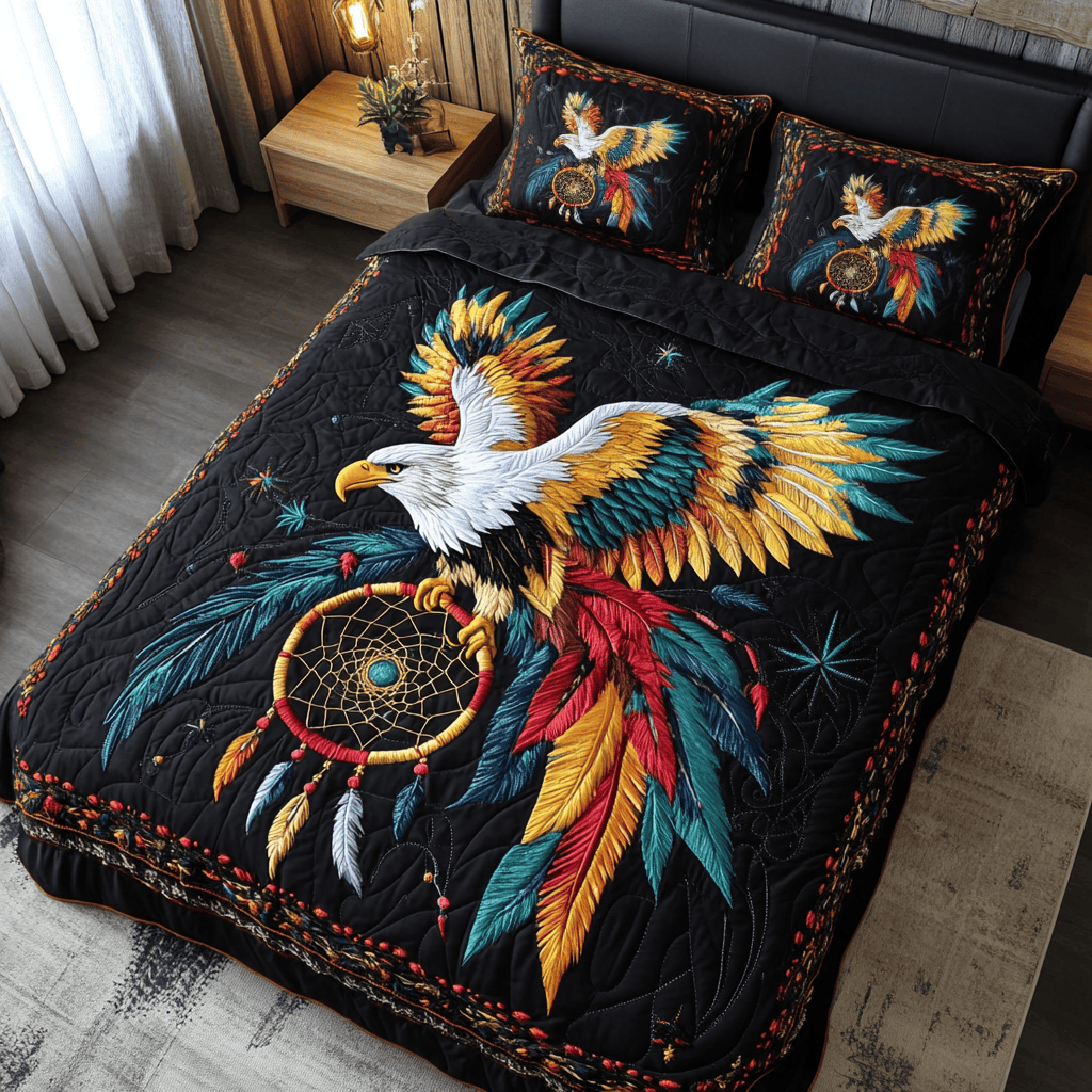 Thunderbird Grace Quilted Bedding Set Cute Sheet Sets Native American Mother'S Day Gifts