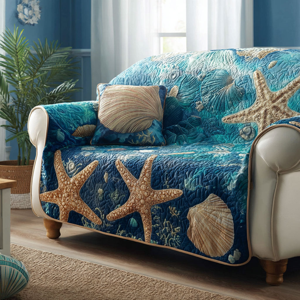 Tide Drift Quilted Sofa Cover Couch Slipcovers Gifts For An Ocean Lover