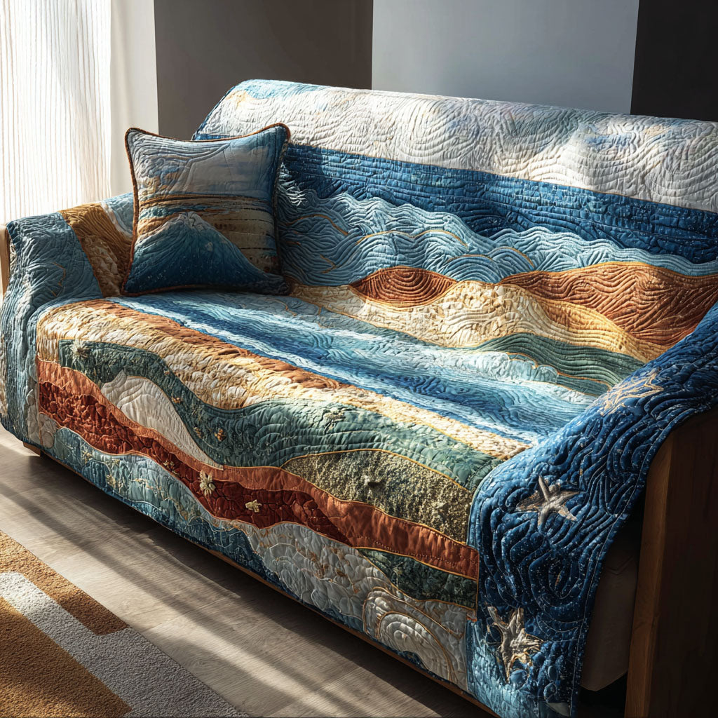 Tide Rise Quilted Sofa Cover Sofa Throw Covers Gifts For An Ocean Lover