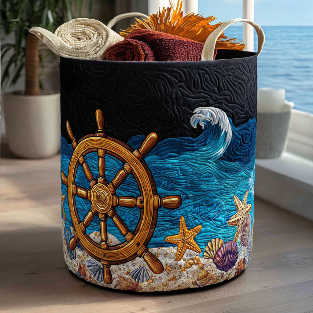 Tides and Tradition Quilted Laundry Basket Best Clothes Basket Best Themed Anchor Gifts