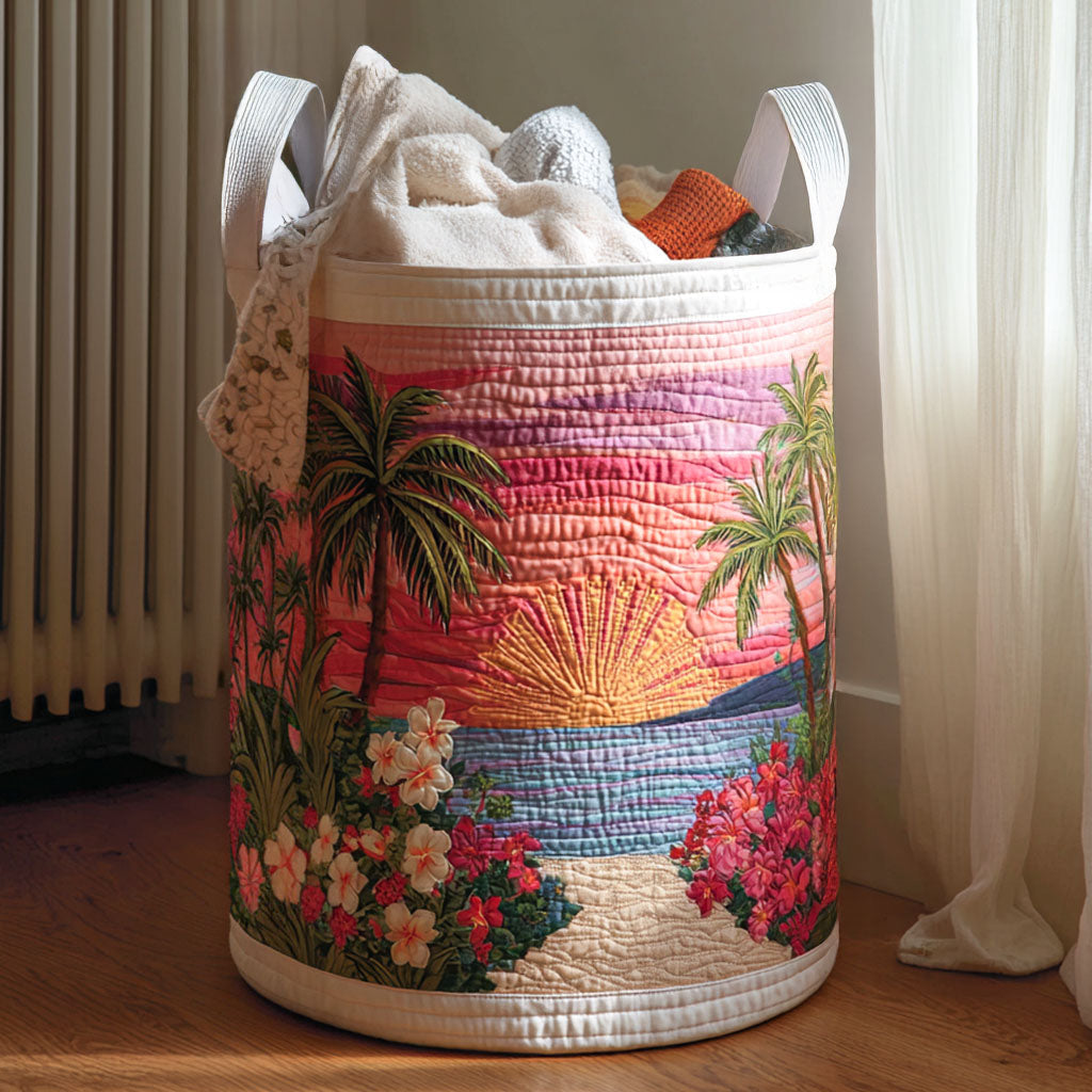 Tides of Tranquility Quilted Laundry Basket Foldable Laundry Basket Mother's Day Gifts From Grandkids