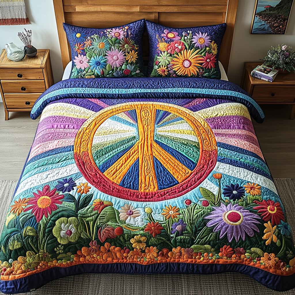 Tie Dye Dreams Quilted Bedding Set Bed Decor Hippie Gifts For Her