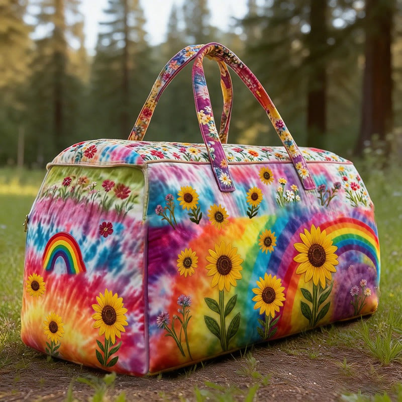Tie-dye Rainbow Sunflowers Quilted Duffle Bag Best Bags For Travel Best Gift For Men