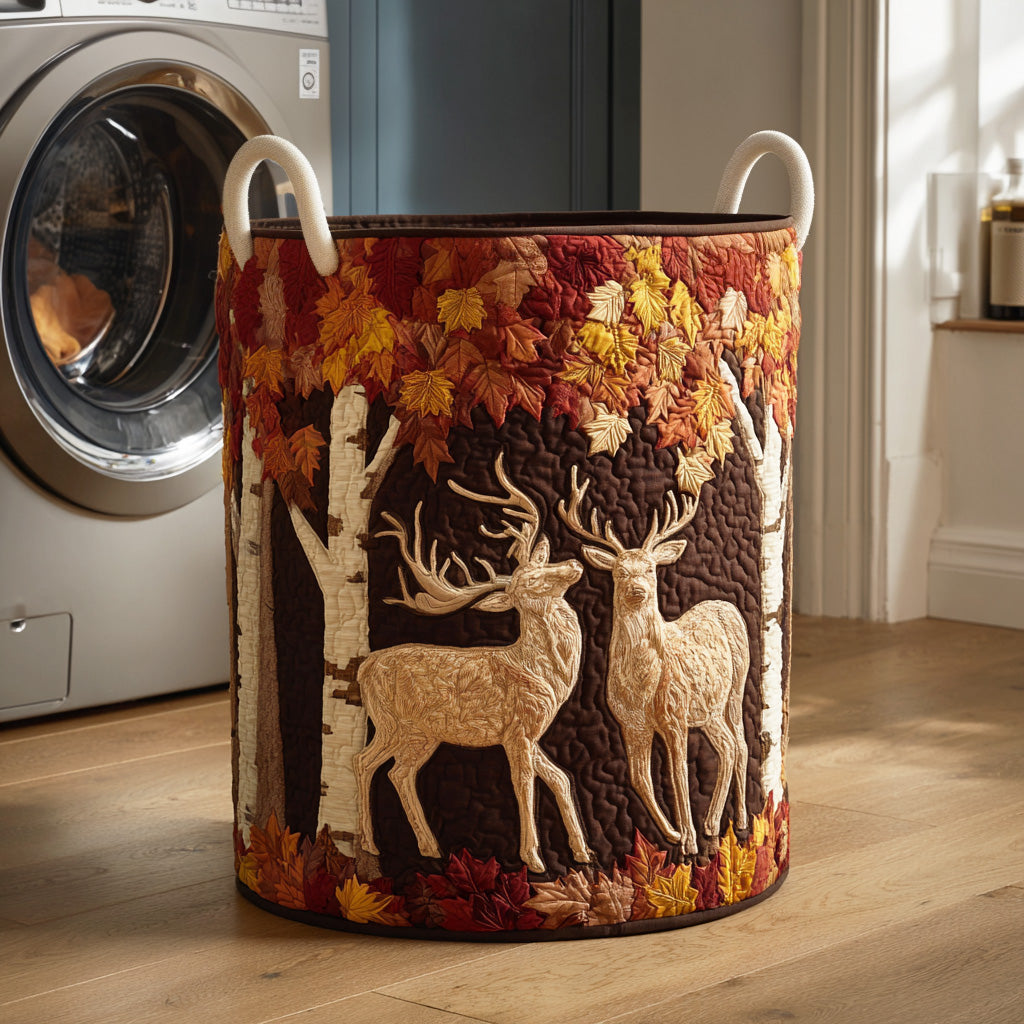 Timber Deer Quilted Laundry Basket Storage Bins Father Daughter Gifts