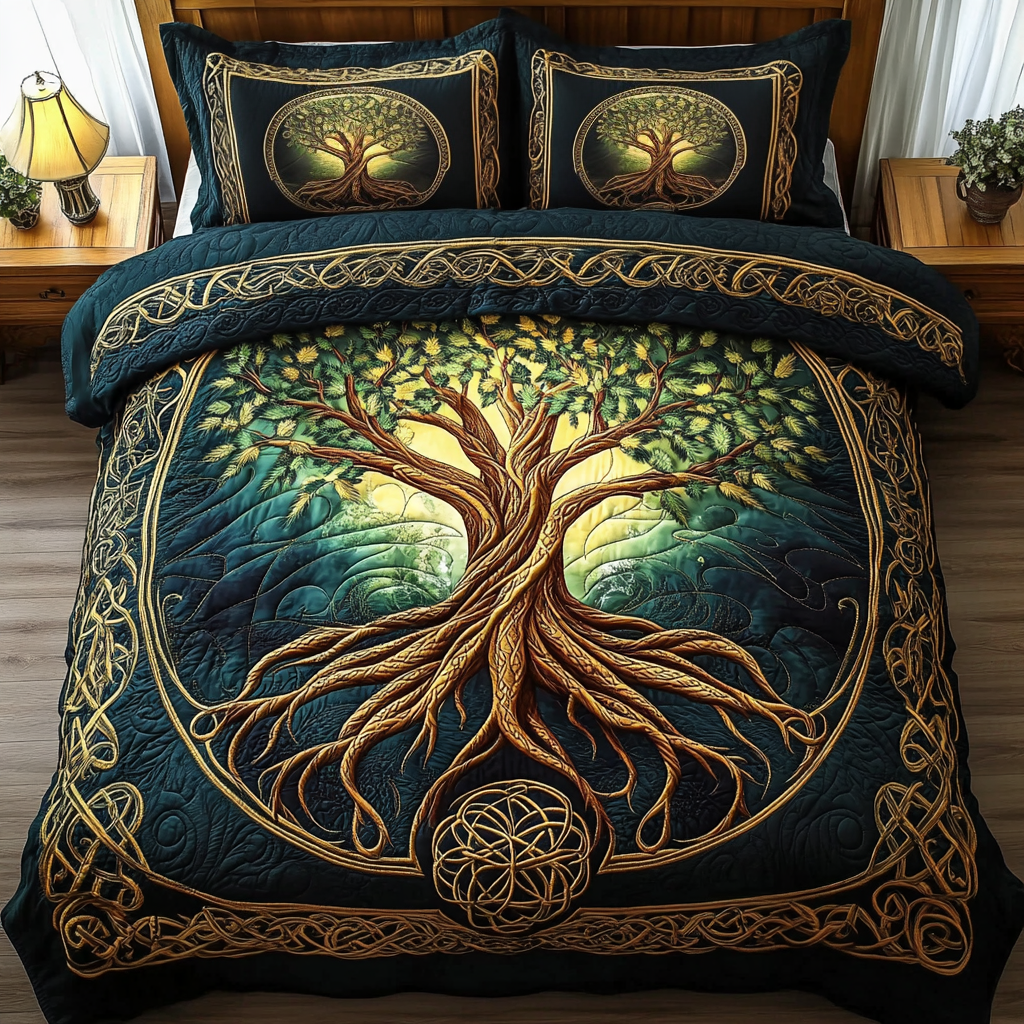Timeless Growth Quilted Bedding Set Best King Bedding Sets Tree Of Life Gift Items
