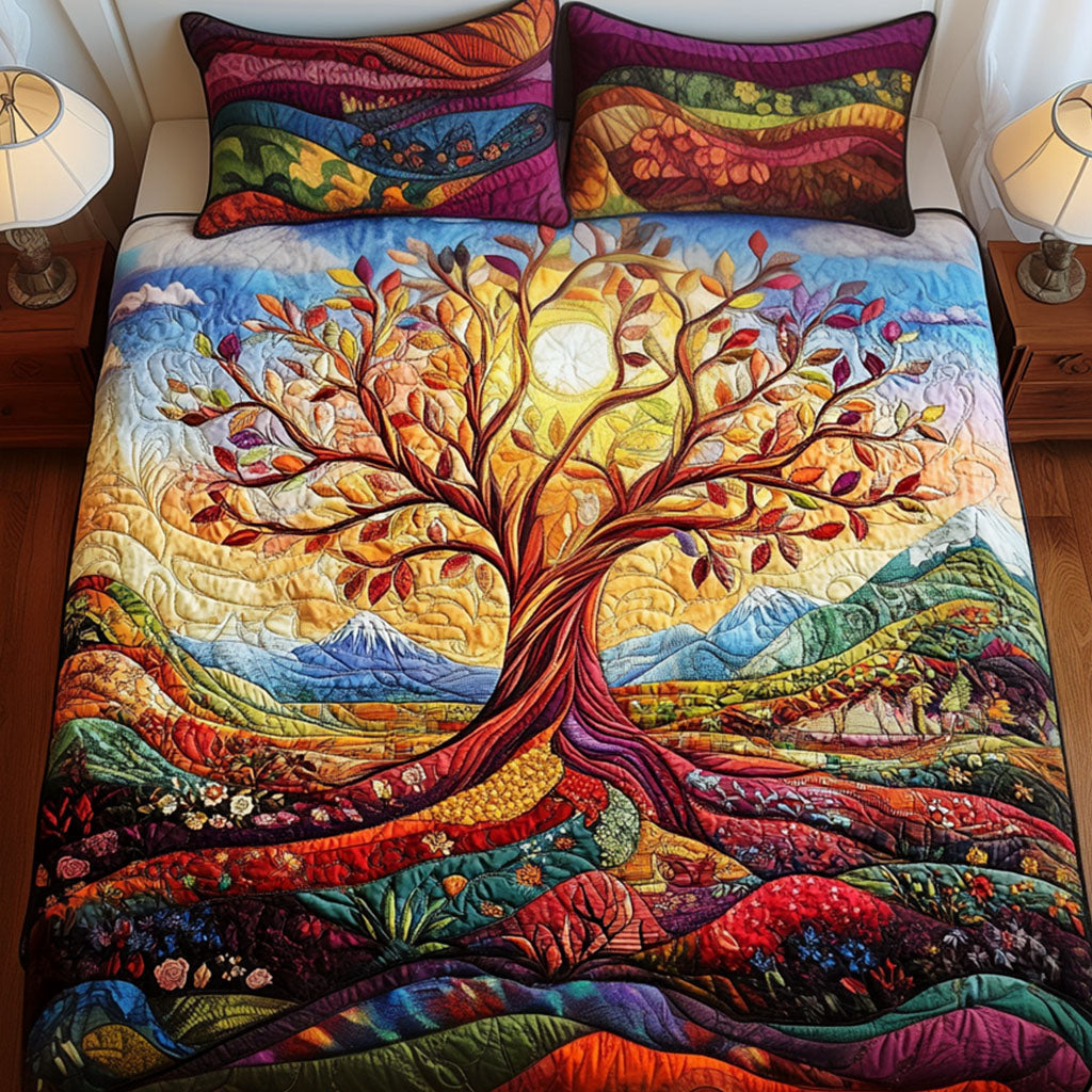 Timeless Growth Quilted Bedding Set Cute Queen Bed Sheets Tree Of Life Gifts For Mom