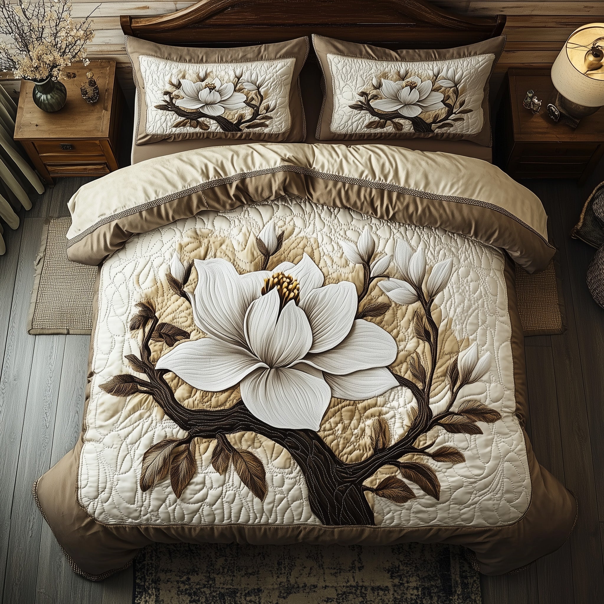 Timeless Magnolia Beauty Quilted Bedding Set Best Bedding Comforter Sets Gifts For My Mom