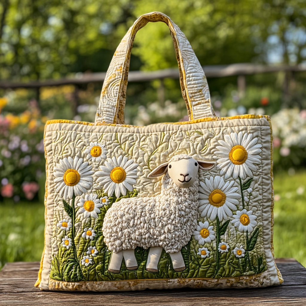 Tiny Sheep Quilted Tote Bag Best Women's Shoulder Bags Mother's Day Gifts For Coworkers
