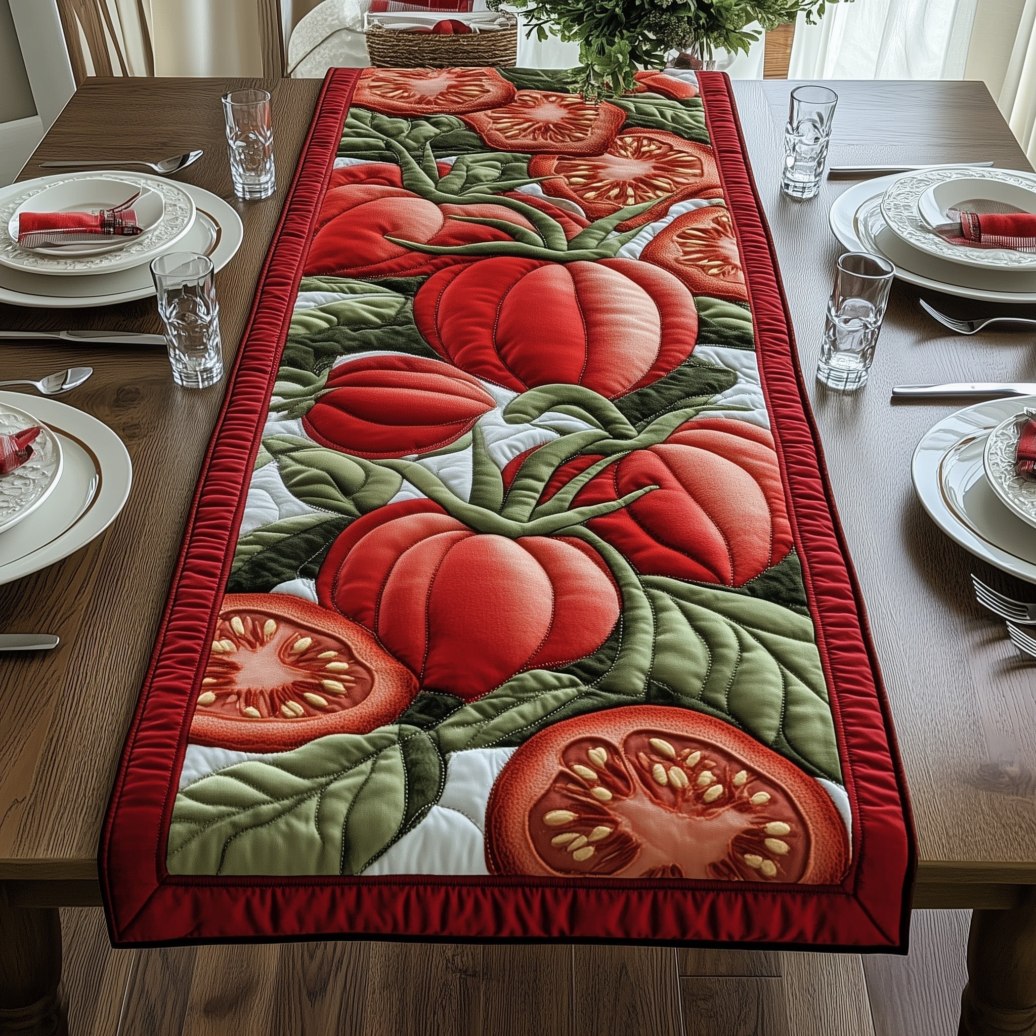 Tomato Quilted Table Runner Dining Room Decor Creative Mother's Day Gifts