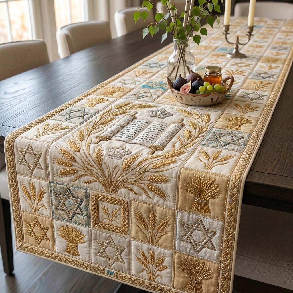 Torah Harvest Blessing Quilted Table Runner Table Decorations For Passover Best Gift For Passover