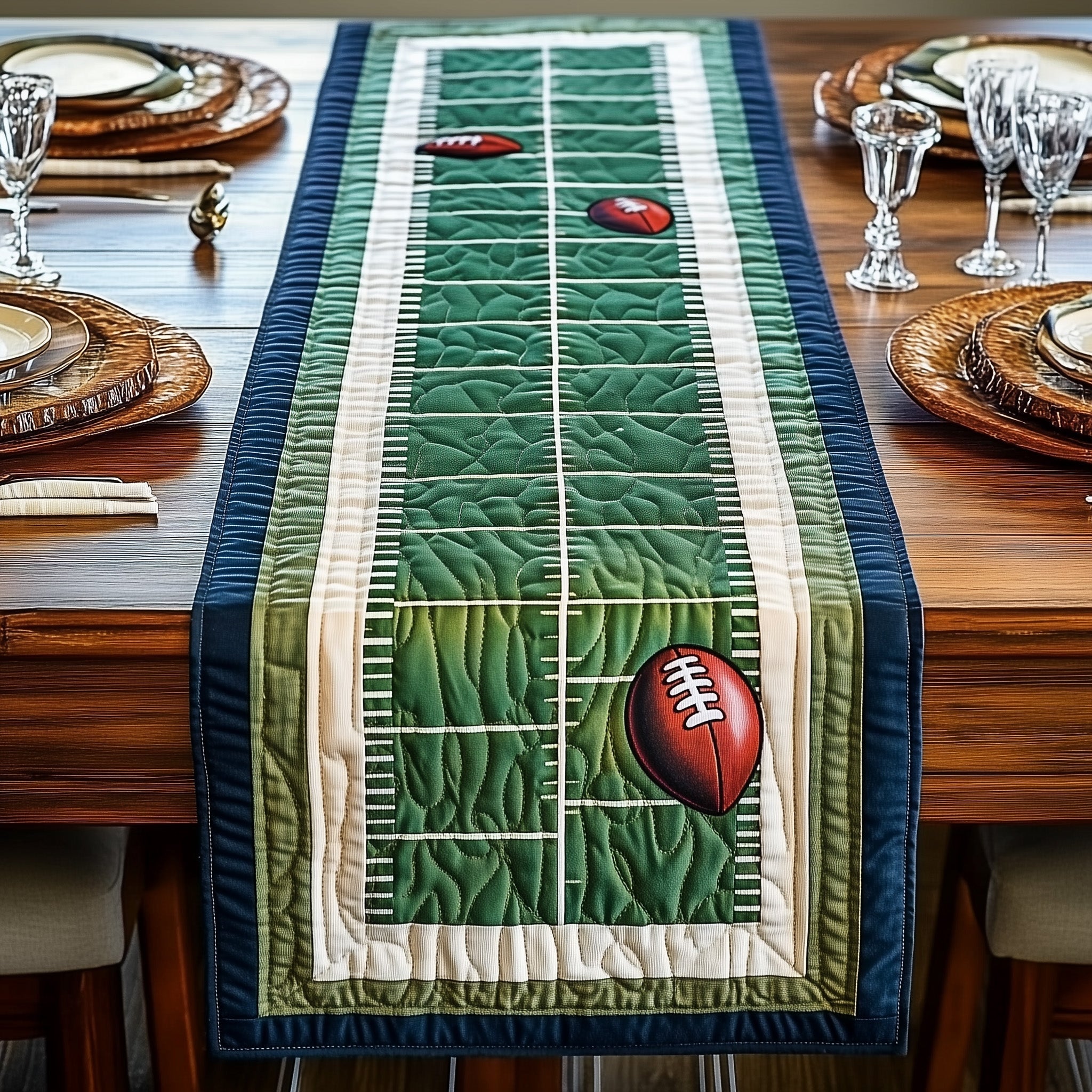Touchdown Quilted Table Runner Dining Room Decor Awesome Father's Day Gifts