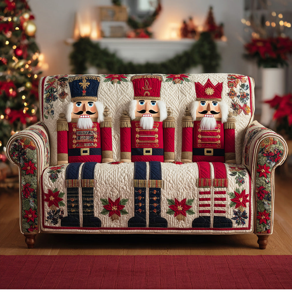Toyland Soldier Quilted Sofa Cover Living Room Winter Decor Christmas Gift Ideas