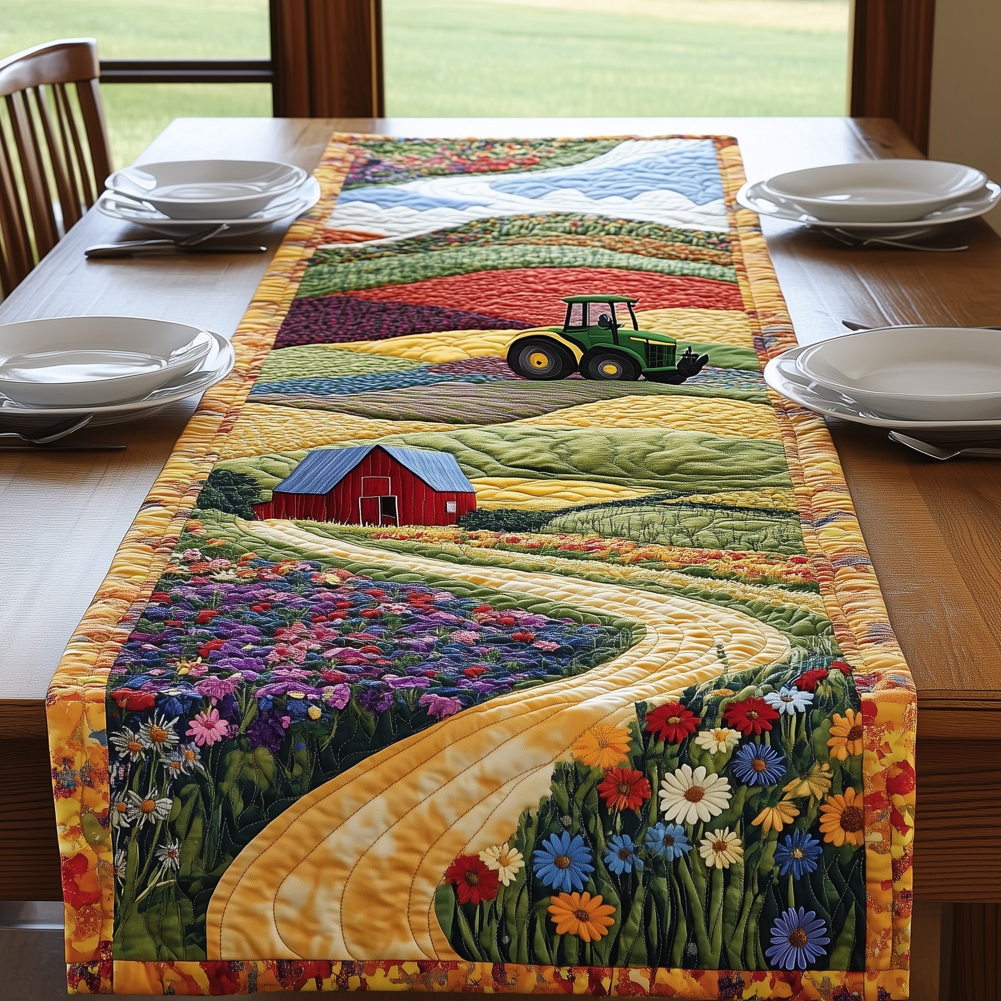 Tractor Dream Quilted Table Runner Dining Room Table Toppers Tractor Themed Gifts
