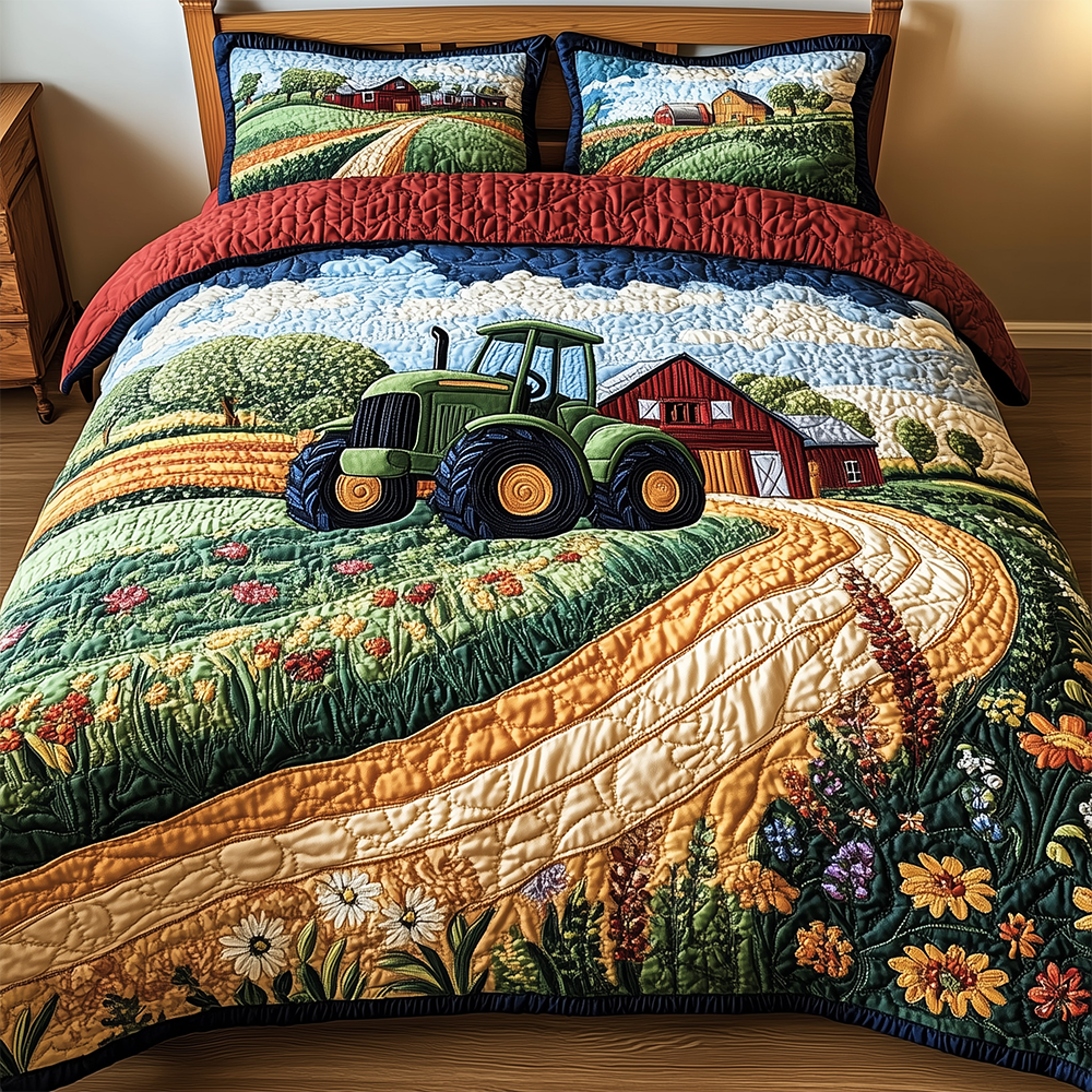 Tractor Quilted Bedding Set Best King Sheets Gifts For Tractor Lovers