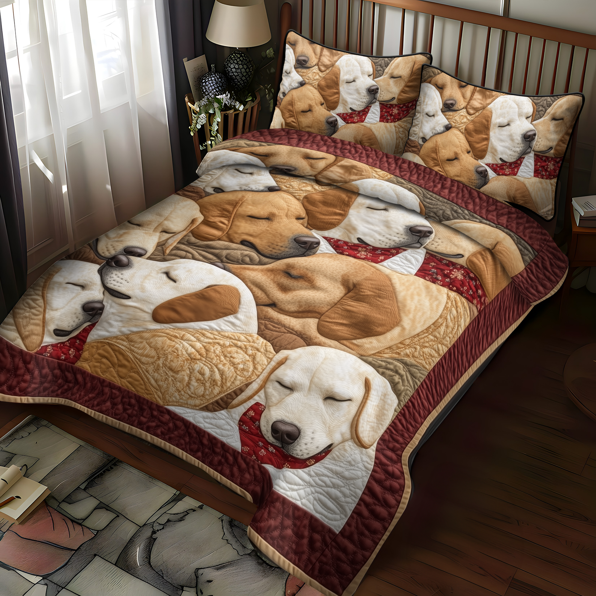 Trailblazer Tails Quilted Bedding Set Bedspread Set Dog Presents For Humans
