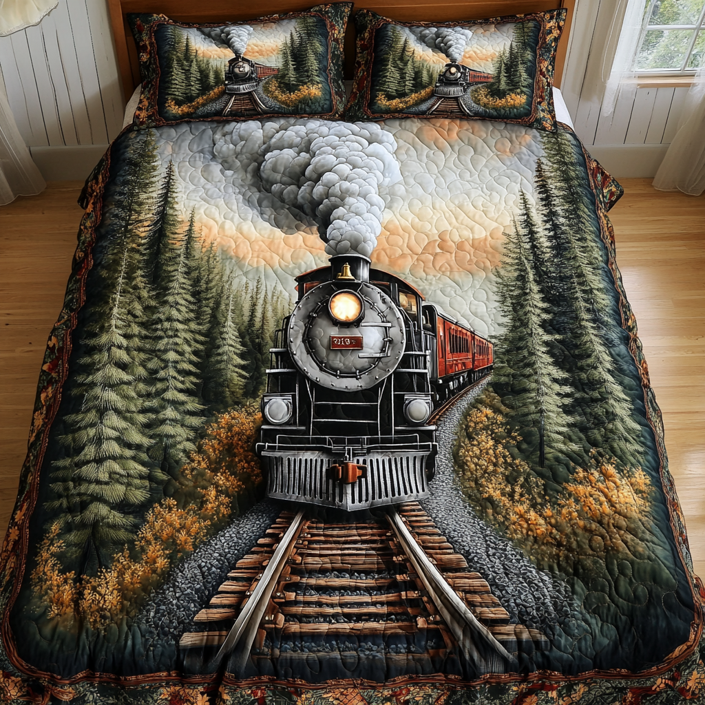 Train Journey Quilted Bedding Set Cute Sheet Sets First Fathers Day Gift Ideas