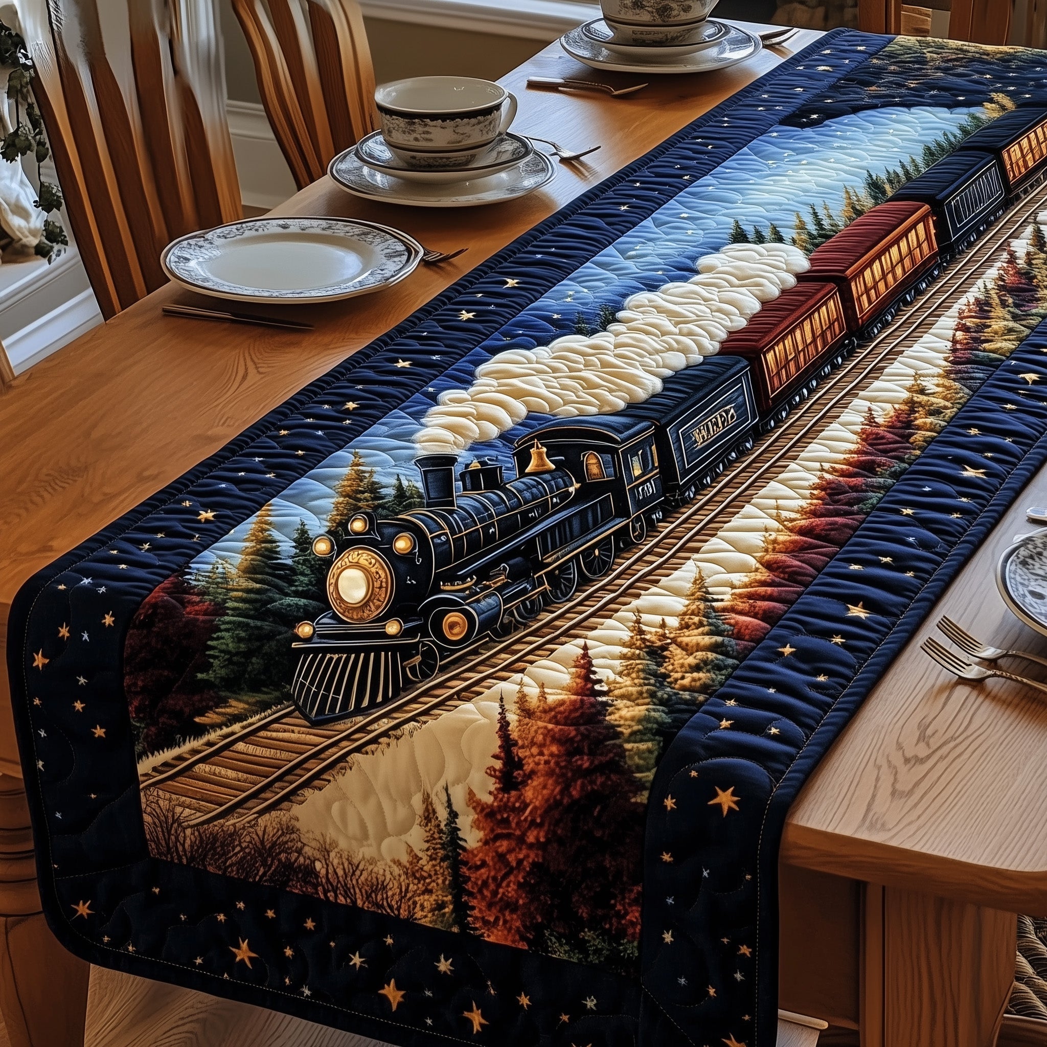 Train Quilted Table Runner Formal Dining Table Runners Best Last Minute Mother's Day Gifts